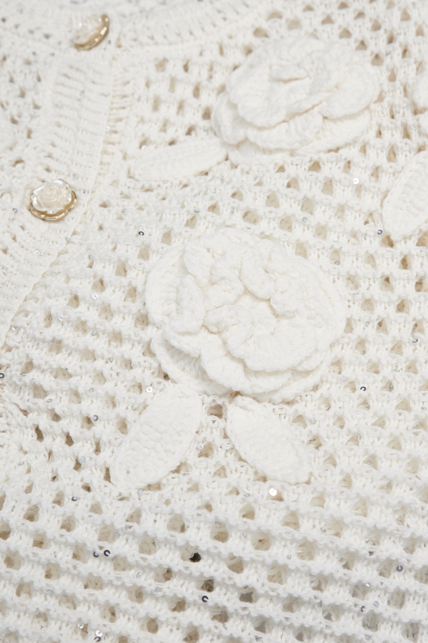 閃光手鉤花卉開襟針織外套閃光手鉤花卉開襟針織外套,一般外套,人氣商品,外套,春夏穿搭,白色外套,針織,針織外套