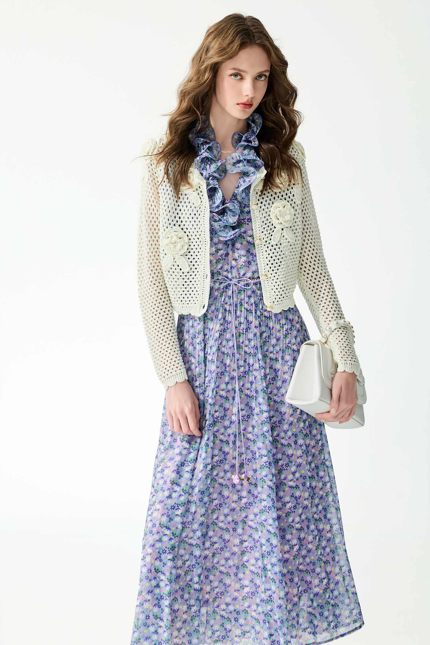 閃光手鉤花卉開襟針織外套閃光手鉤花卉開襟針織外套,一般外套,人氣商品,外套,春夏穿搭,白色外套,針織,針織外套