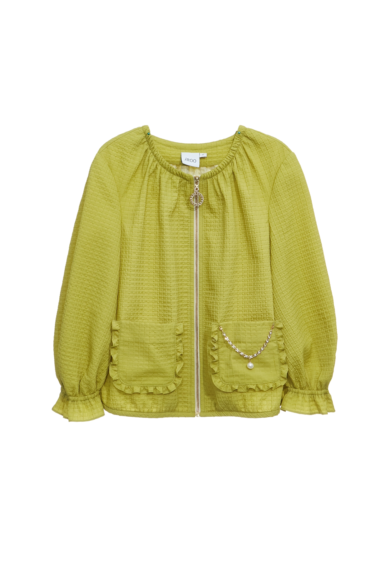 白葡萄綠造型短外套白葡萄綠造型短外套,一般外套,外套,春夏穿搭,時髦成套搭配,荷葉