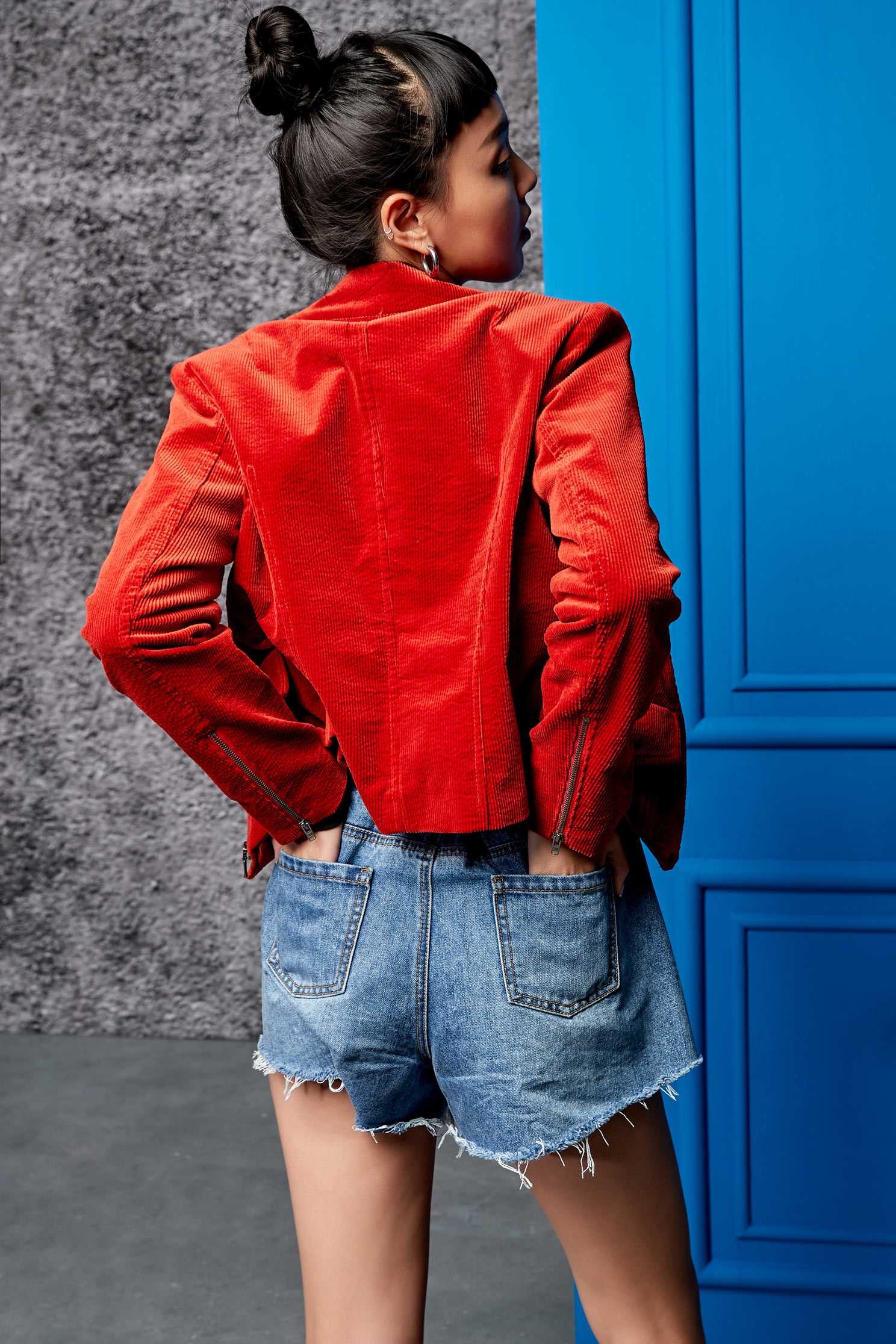 Handsome street velvet jacket,pantoneblue,jacket,outerwear,longsleeveouterwear
