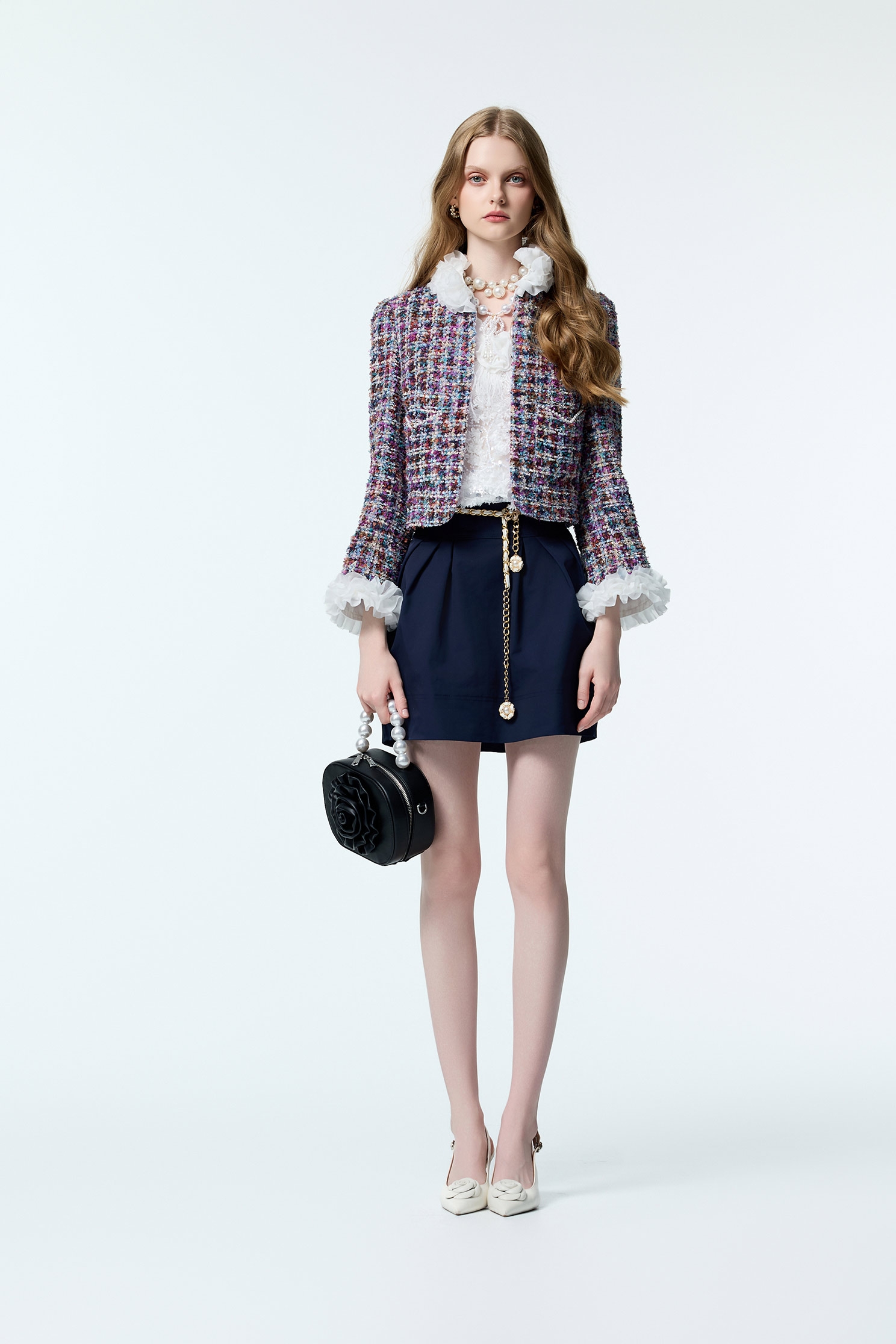 層次荷葉造型花呢紗外套層次荷葉造型花呢紗外套,一般外套,人氣商品,外套,小香風,小香風外套,時髦成套搭配,毛呢花呢,秋冬穿搭,荷葉,長袖外套