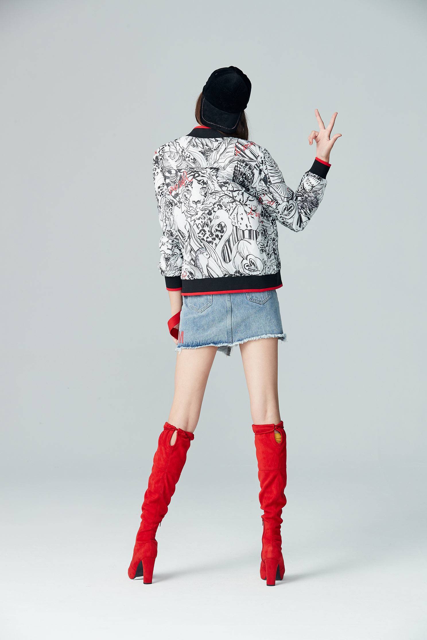 printed bomber jacket high fashion,jacket,outerwear,longsleeveouterwear