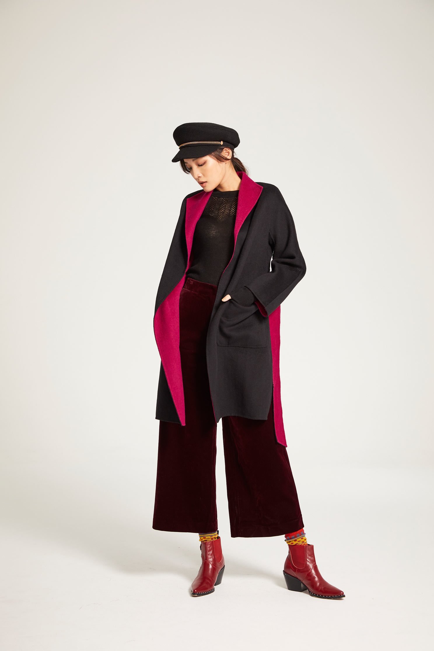Long sleeve knitted coat,COLD FOR WINTER,外套,Fantasy purple,knitting,Knitted Jacket,long coat,長袖外套,黑色外套