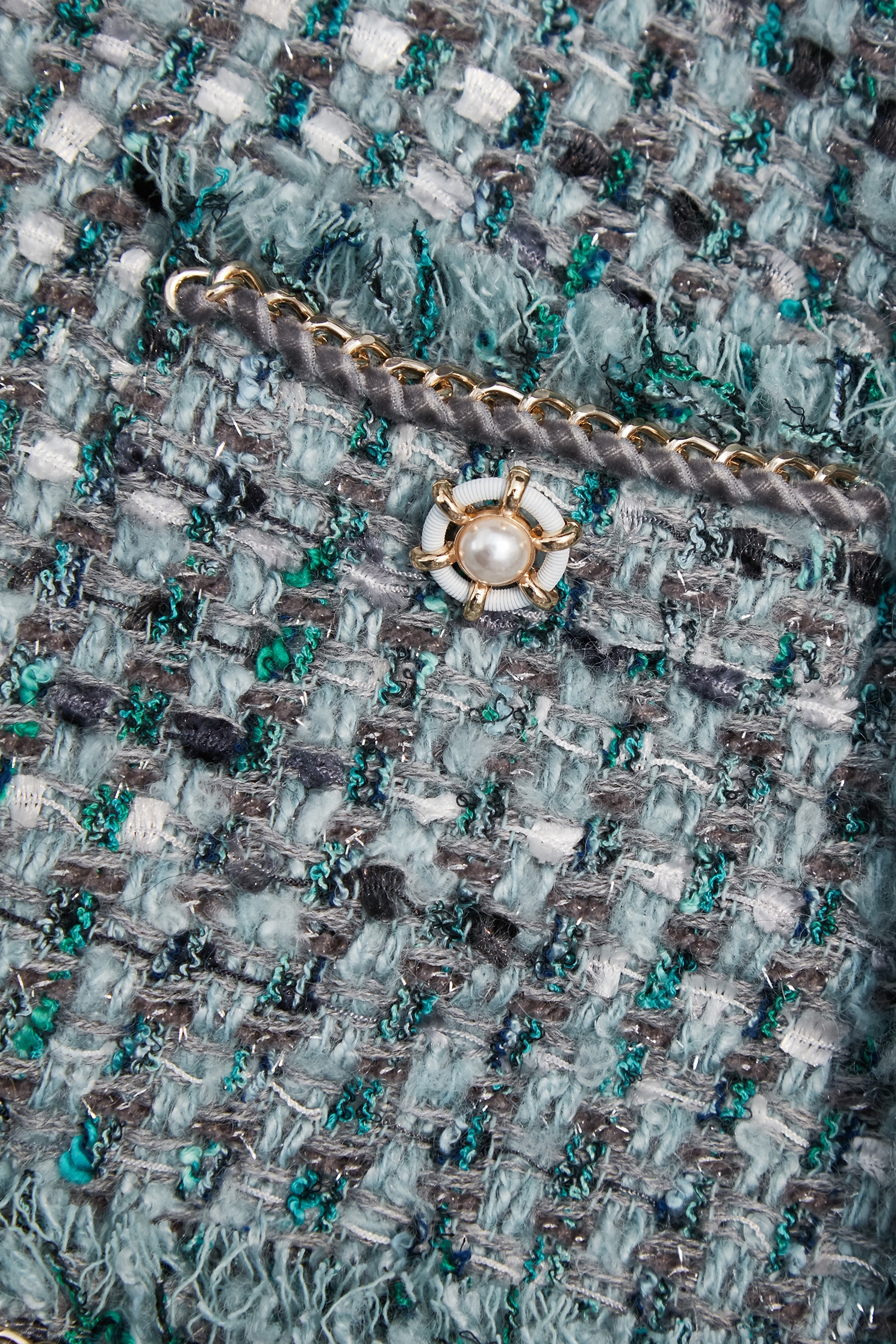 海藍寶石花呢紗外套海藍寶石花呢紗外套,一般外套,人氣商品,外套,小香風,小香風外套,時髦成套搭配,派對特輯,秋冬穿搭