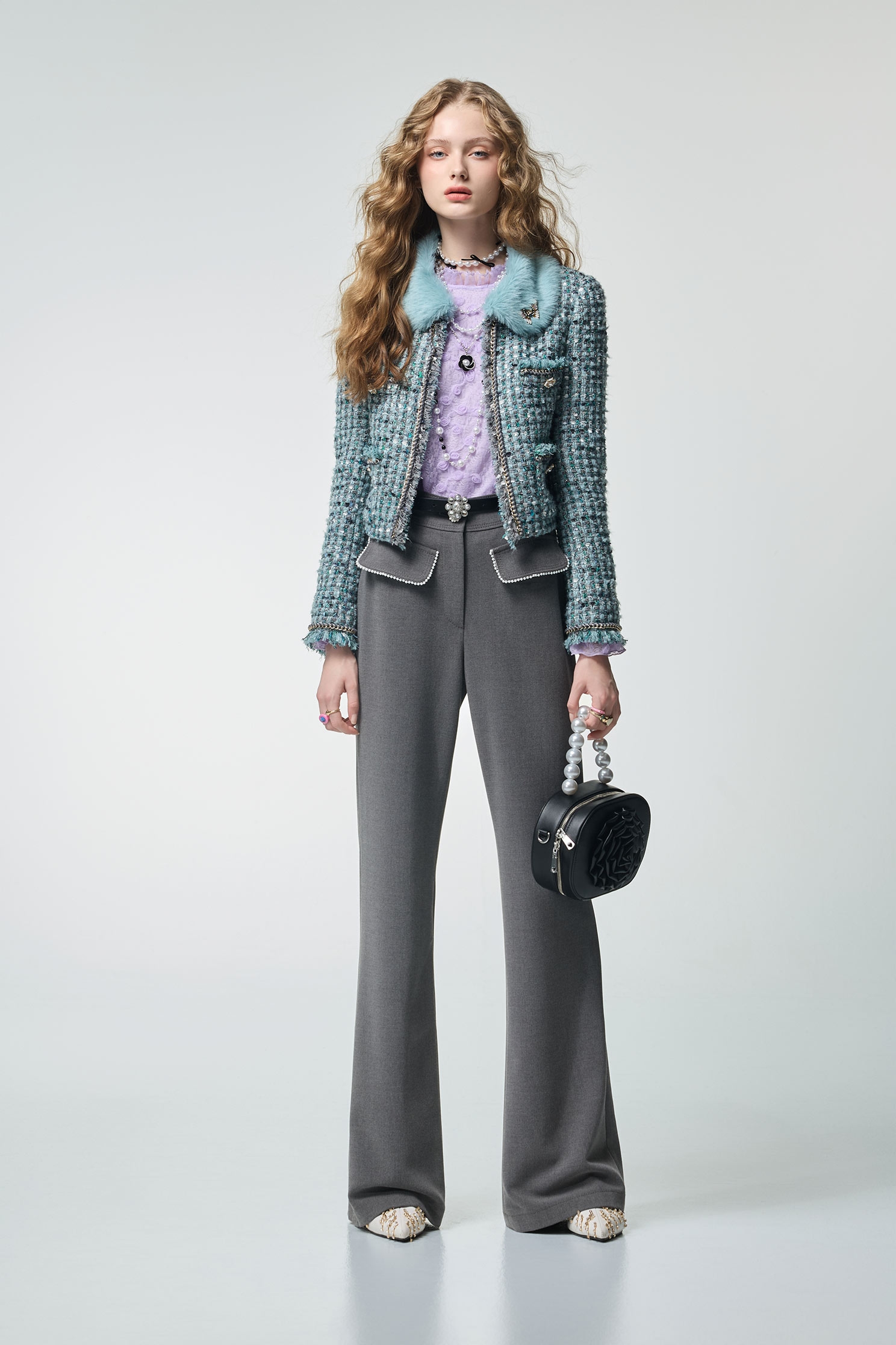 海藍寶石花呢紗外套海藍寶石花呢紗外套,一般外套,人氣商品,外套,小香風,小香風外套,時髦成套搭配,派對特輯,秋冬穿搭