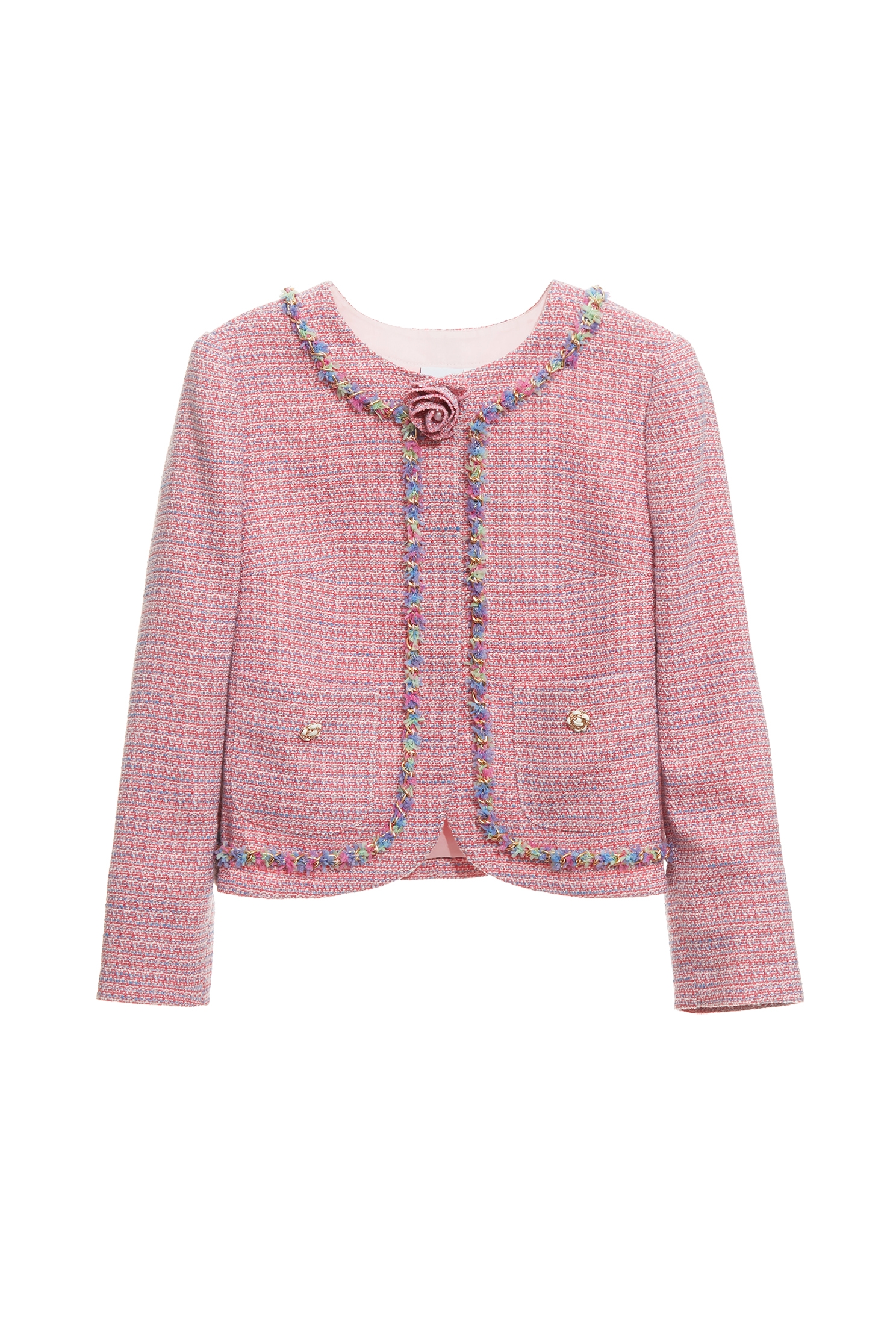 小香風鏈飾奢華粉外套小香風鏈飾奢華粉外套,一般外套,上班OL穿搭,人氣商品,外套,小香風,小香風外套,春夏穿搭,時髦成套搭配,約會特輯,花花世界