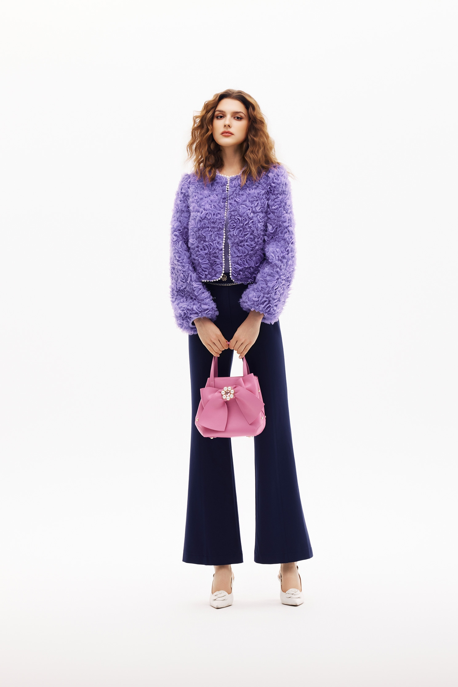 柔紫色立體壓花瓣外套柔紫色立體壓花瓣外套,一般外套,上班OL穿搭,外套,春夏穿搭,派對特輯,珍珠,約會特輯,花花世界,長袖外套