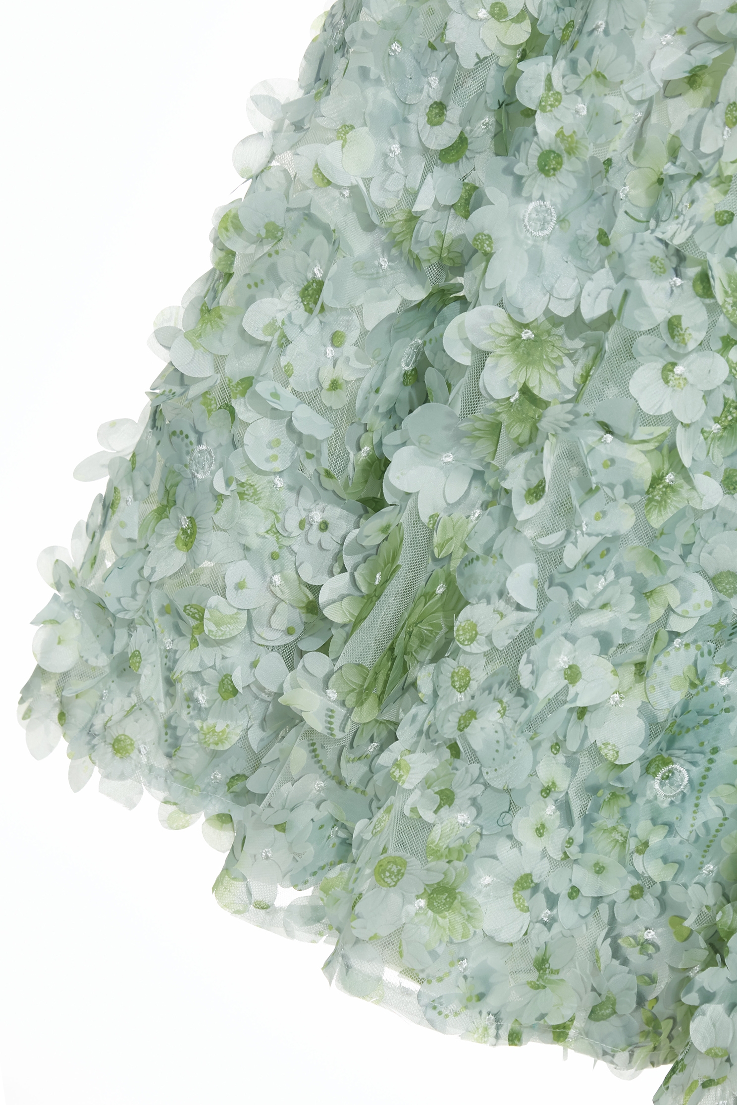 果凍薄荷色刺繡花瓣上衣果凍薄荷色刺繡花瓣上衣,上衣,刺繡,春夏穿搭,網紗,繡花,長裙