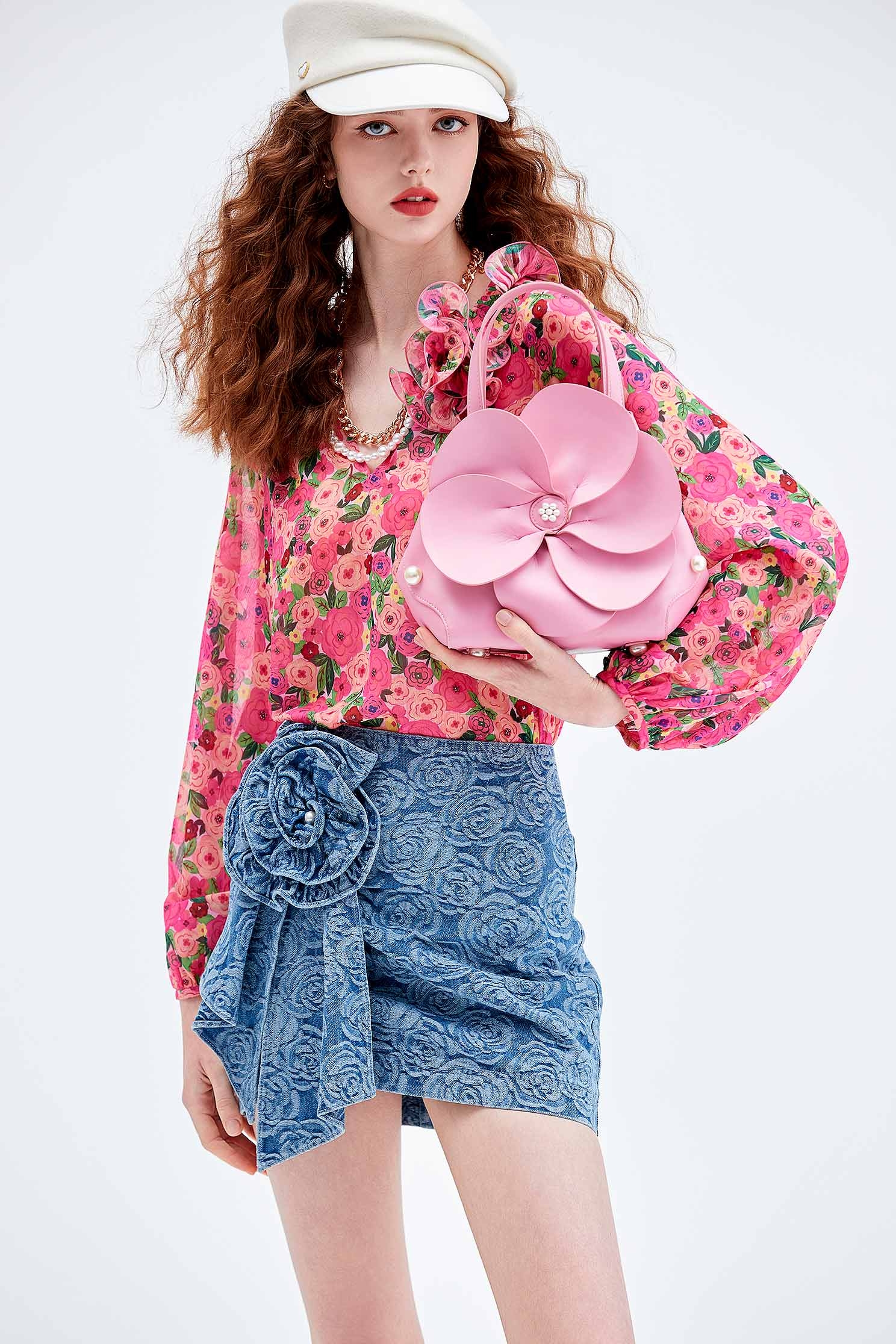 立體山茶花壓紋牛仔裙立體山茶花壓紋牛仔裙,牛仔,牛仔裙,秋冬穿搭