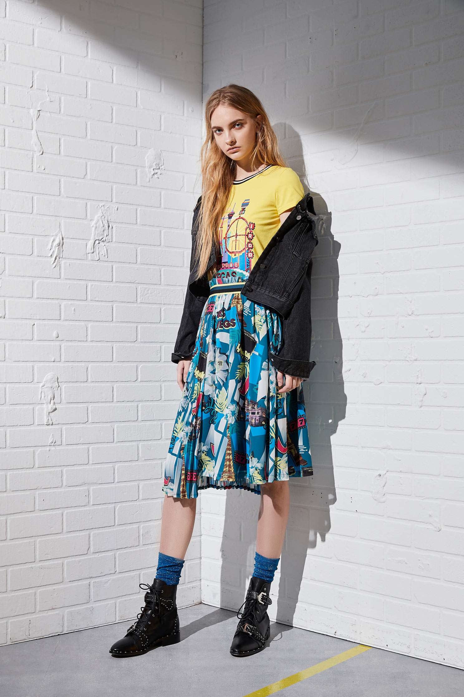 Asymmetrical skirt,Pleated Skirt,i-select,Long Skirt