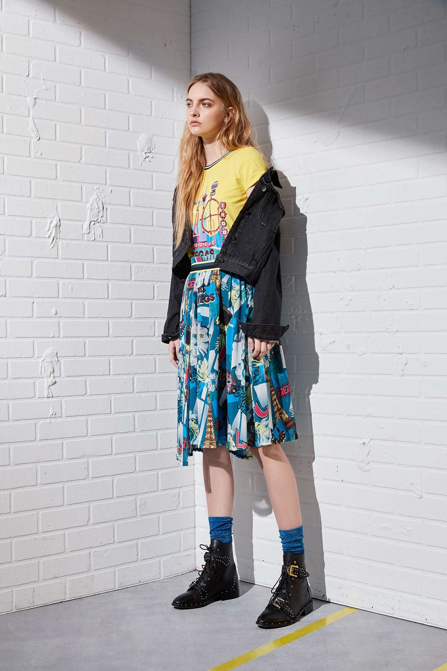 Asymmetrical skirt,Pleated Skirt,i-select,Long Skirt