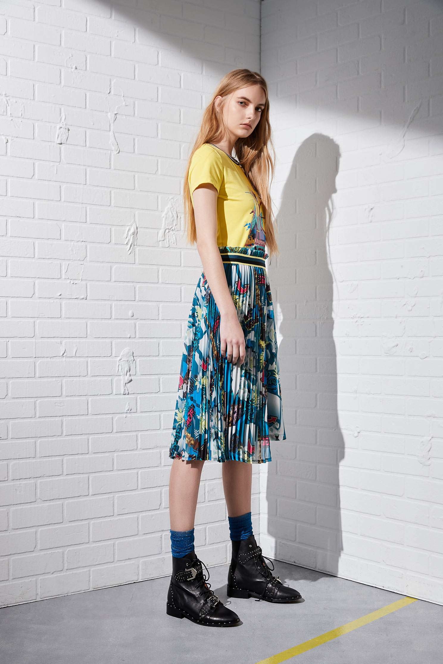 Asymmetrical skirt,Pleated Skirt,i-select,Long Skirt