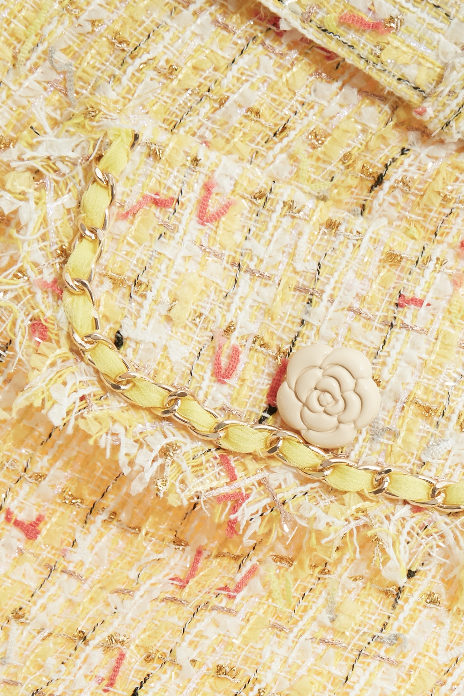 花粉黃小香風花呢短裙花粉黃小香風花呢短裙,小香風,時髦成套搭配,毛呢花呢,珍珠,短裙,秋冬穿搭