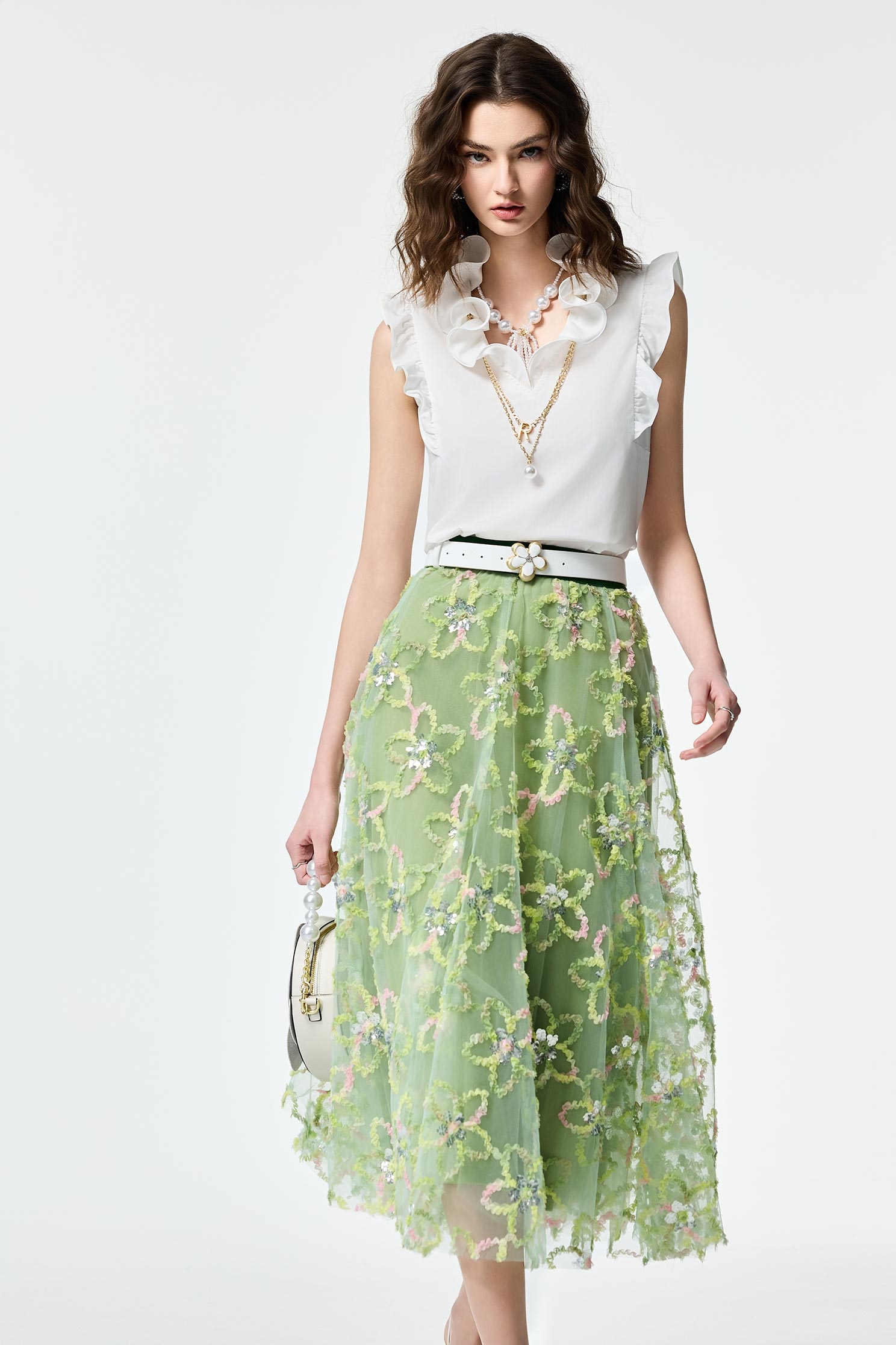 五彩壓花亮片長裙五彩壓花亮片長裙,人氣商品,刺繡,秋冬穿搭,約會特輯,紗裙,網紗,花花世界,長裙