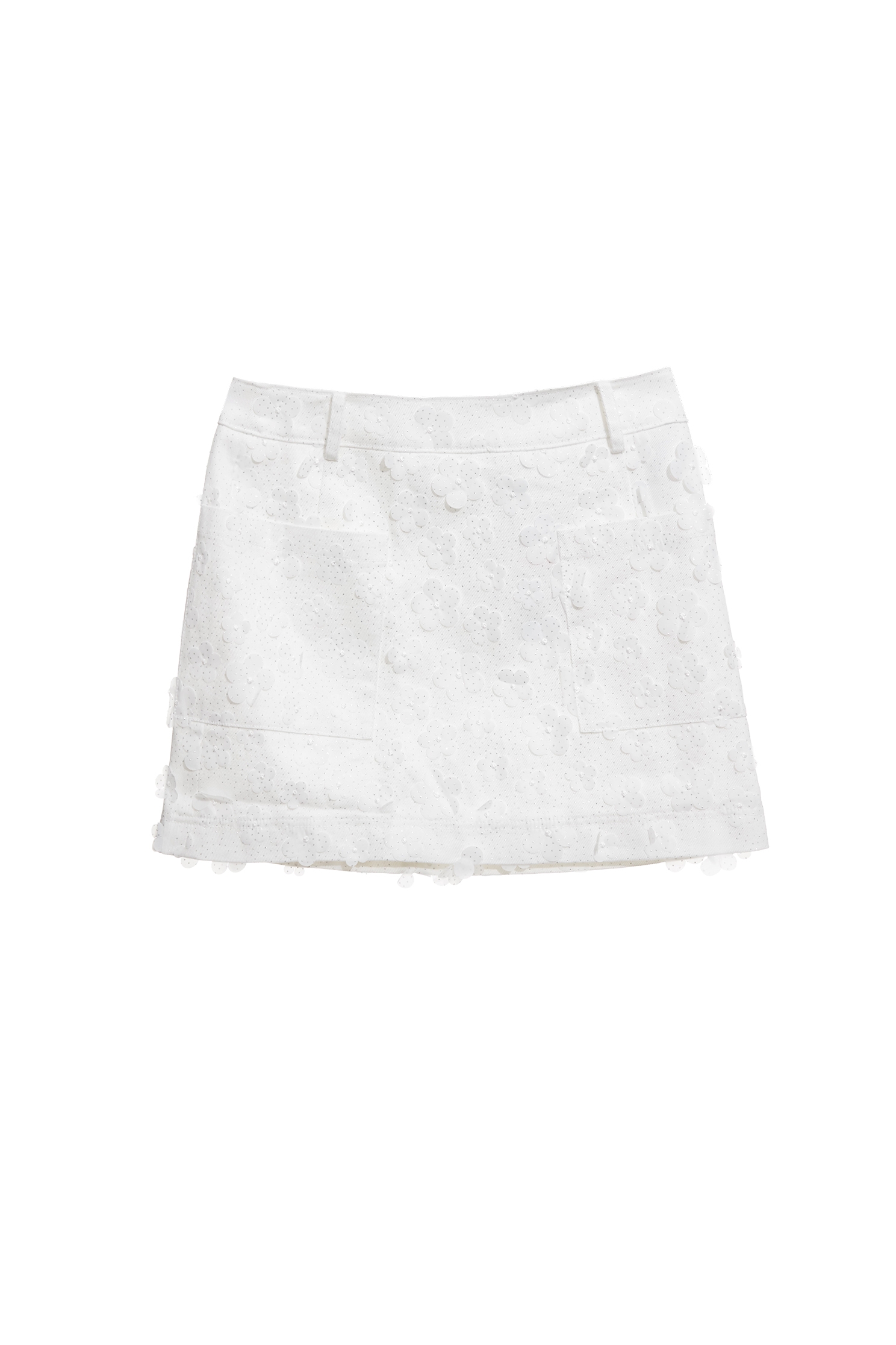 閃光花朵牛仔裙閃光花朵牛仔裙,上班OL穿搭,刺繡,春夏穿搭,時髦成套搭配,牛仔,牛仔短裙,牛仔裙,白色裙子,短裙,約會特輯