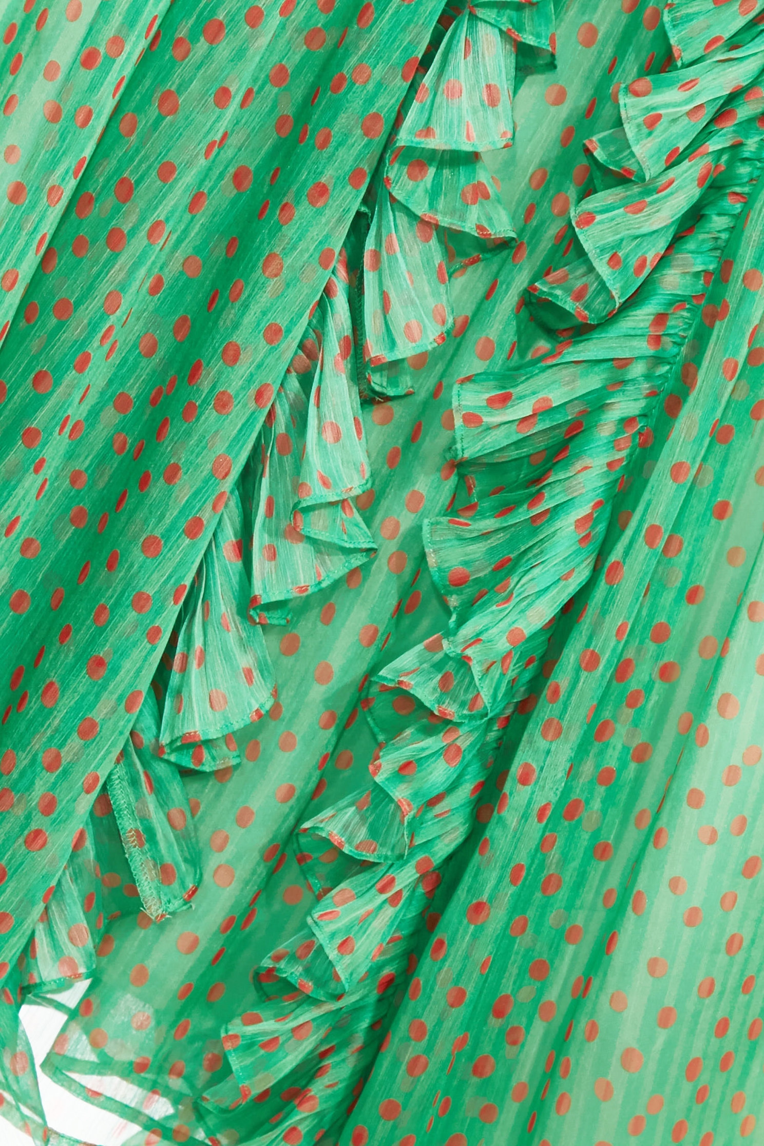 落日珊瑚點點雪紡長裙落日珊瑚點點雪紡長裙,春夏穿搭,荷葉,長裙,雪紡,雪紡裙,雪紡長裙