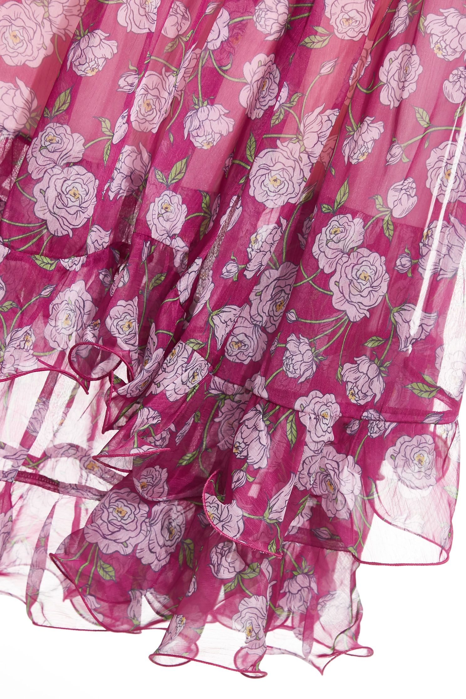 粉霜色浪漫薔薇印花長裙粉霜色浪漫薔薇印花長裙,春夏穿搭,荷葉,雪紡,雪紡裙