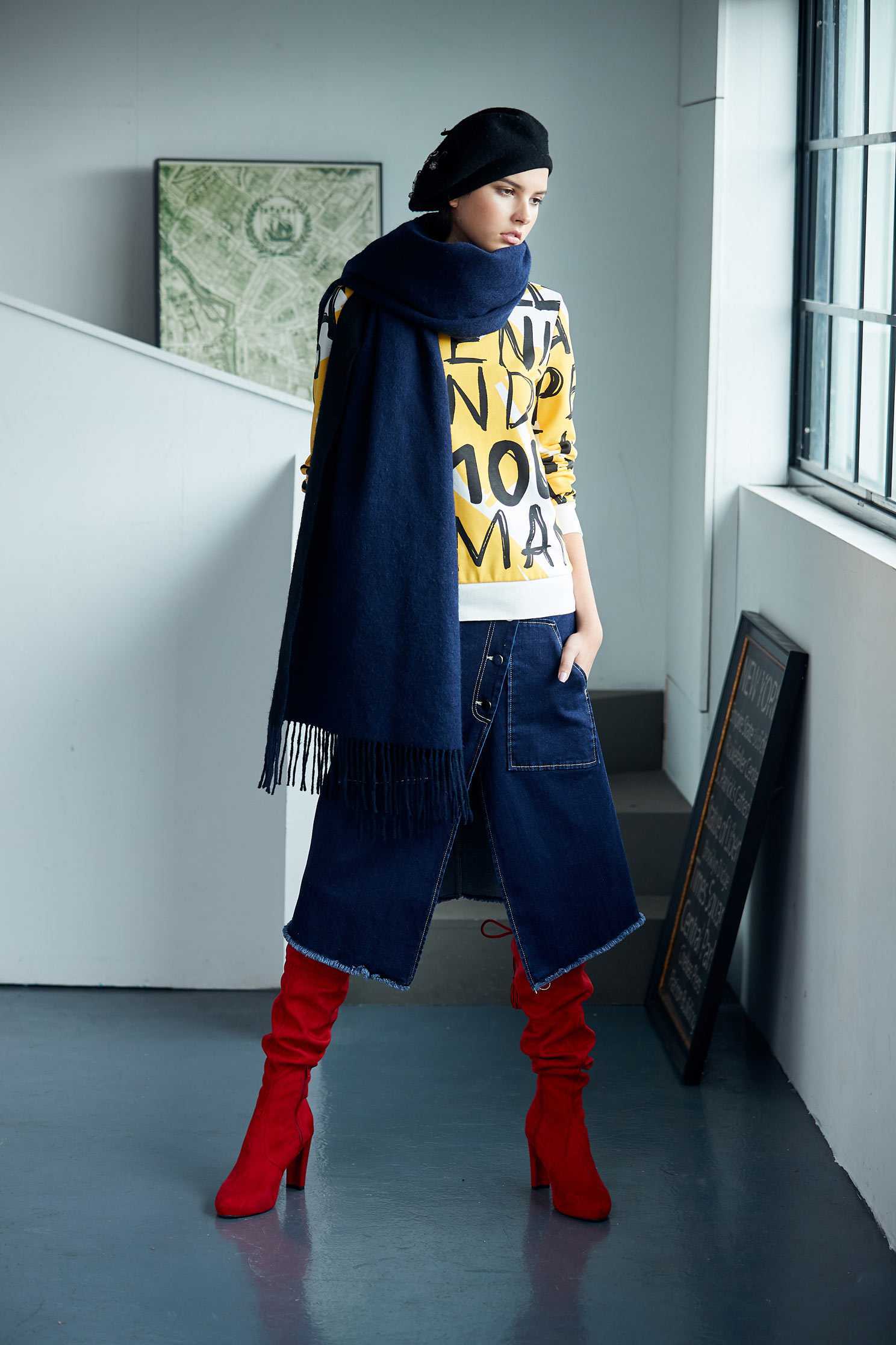 Irregular denim long skirt,tanning,cowboy,denimskirt,longskirt