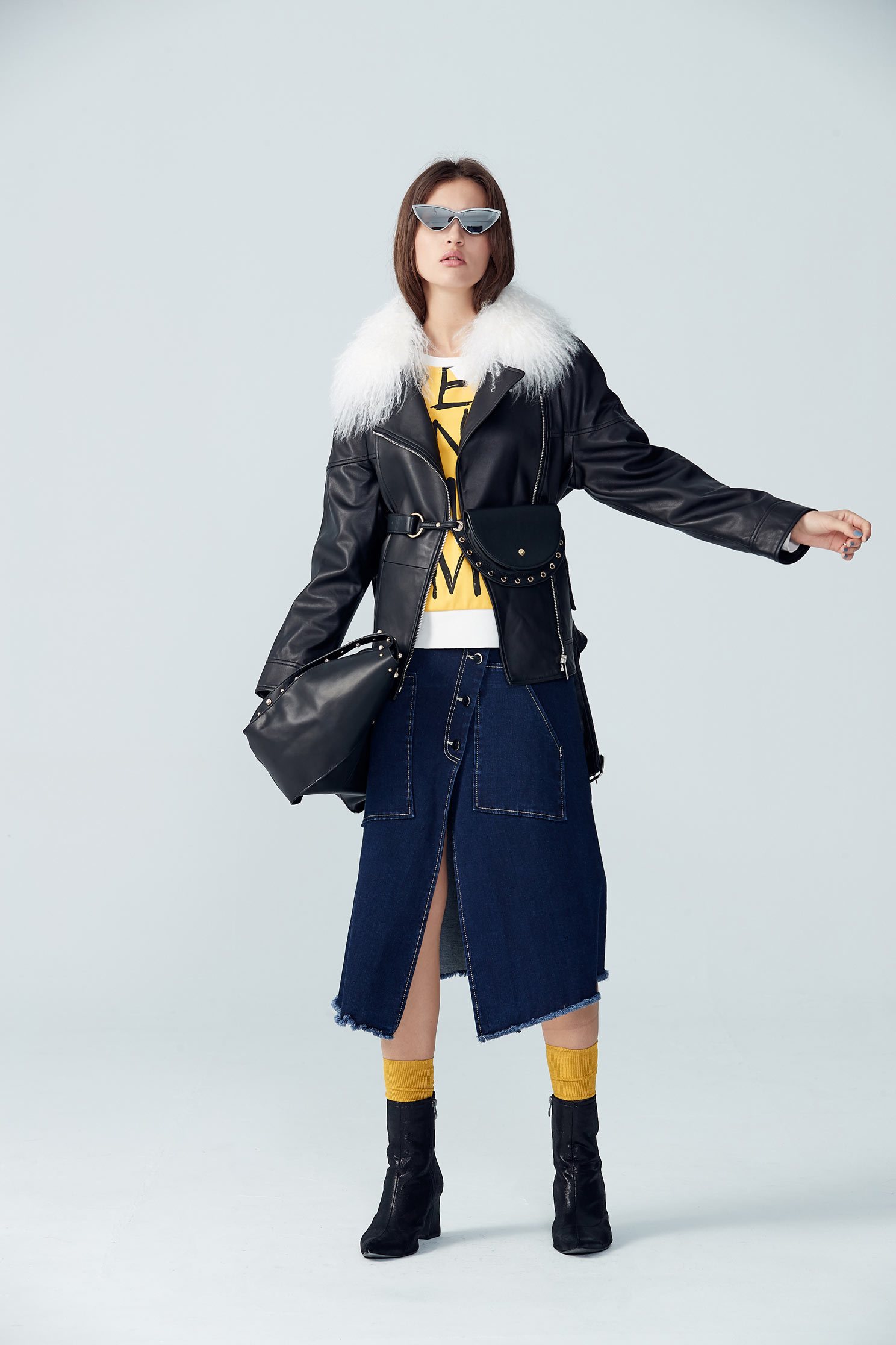 Irregular denim long skirt,tanning,cowboy,denimskirt,longskirt