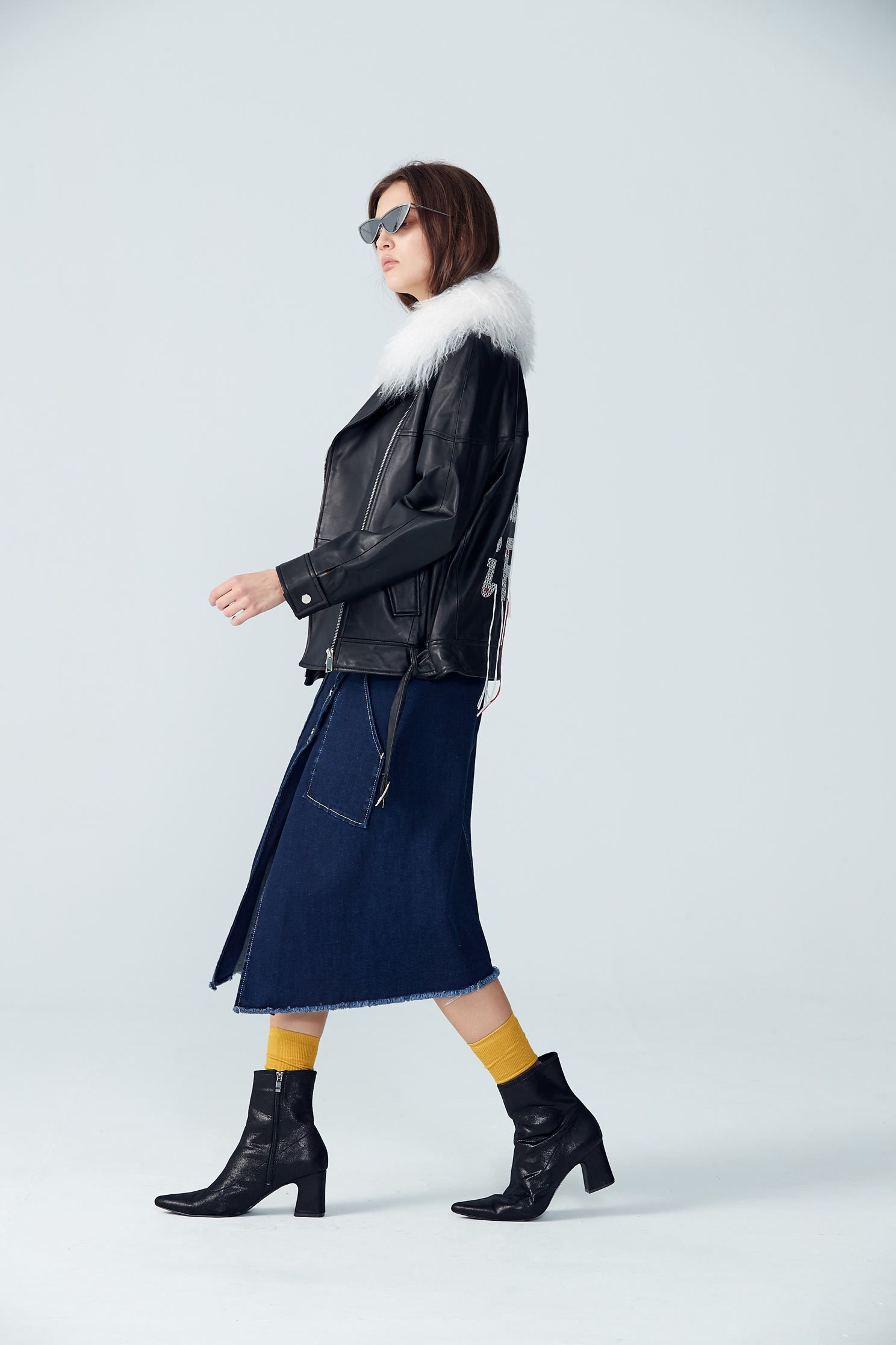 Irregular denim long skirt,tanning,cowboy,denimskirt,longskirt