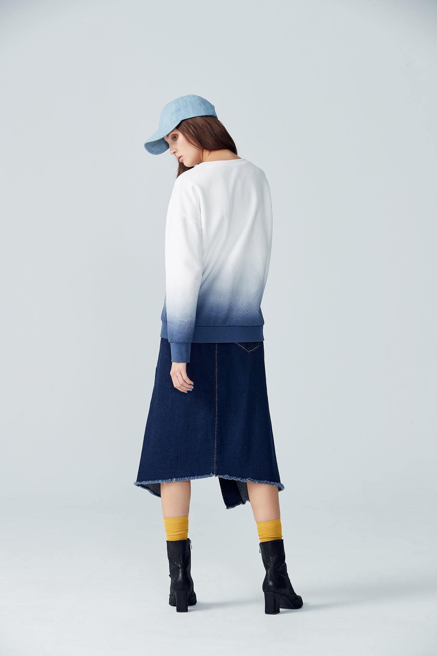 Irregular denim long skirt,tanning,cowboy,denimskirt,longskirt