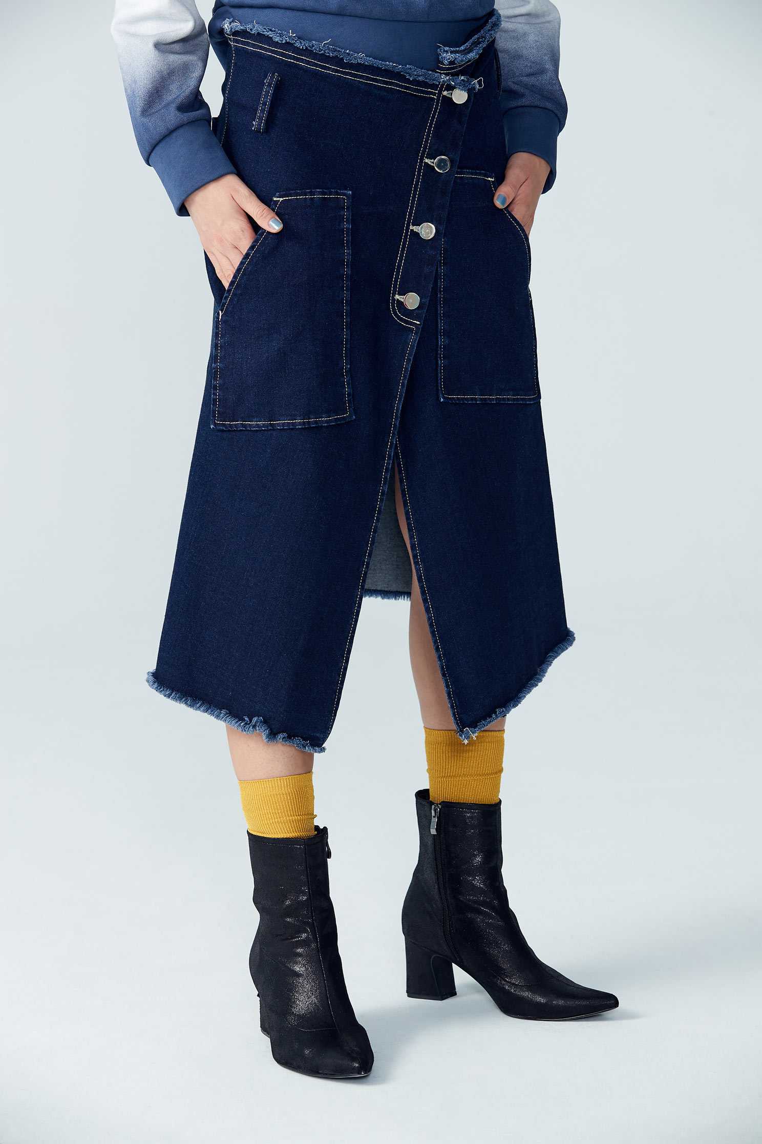 Irregular denim long skirt,tanning,cowboy,denimskirt,longskirt