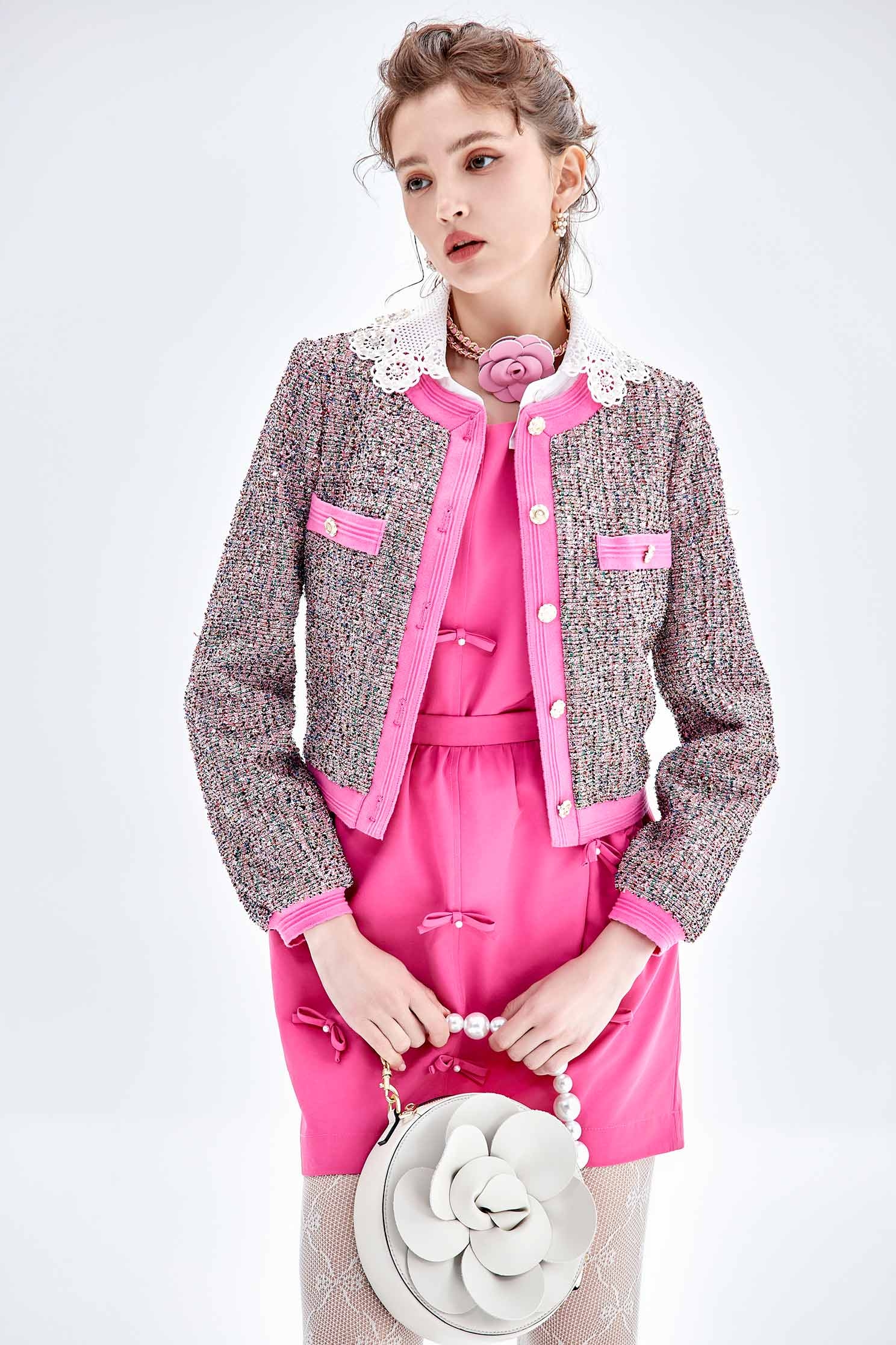 閃粉色蝴蝶結造型短裙閃粉色蝴蝶結造型短裙,秋冬穿搭,窄裙,蝴蝶結