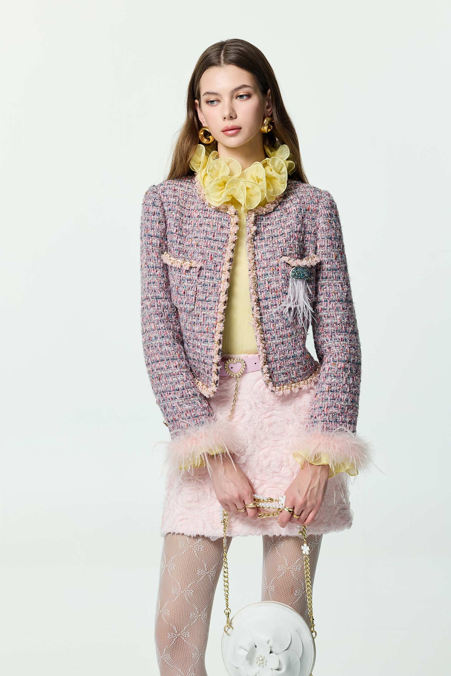 薔薇粉立體花卉短裙薔薇粉立體花卉短裙,刺繡,短裙,秋冬穿搭,花花世界