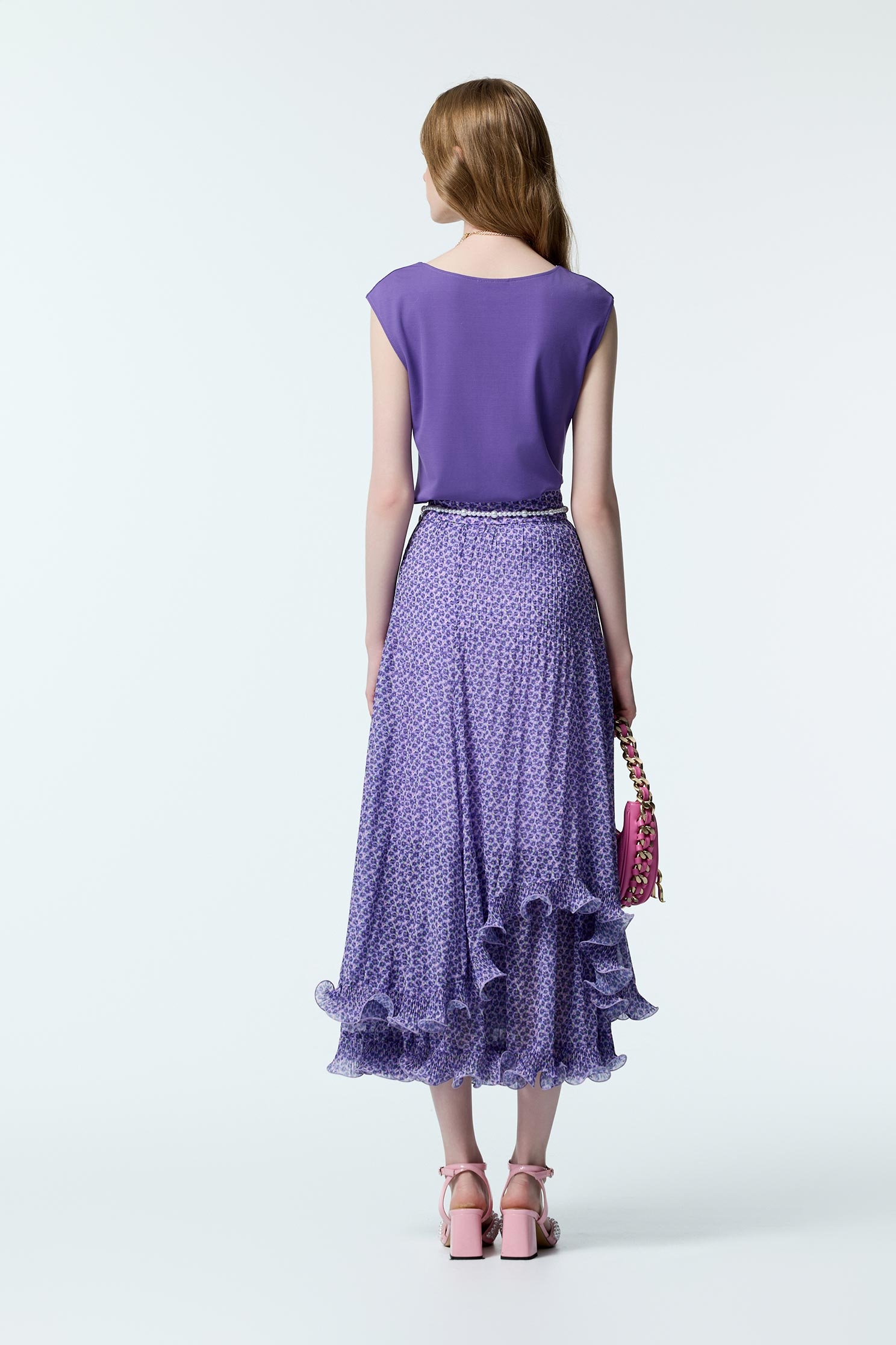 浪漫美人櫻印花雪紡長裙浪漫美人櫻印花雪紡長裙,時髦成套搭配,秋冬穿搭,約會特輯,花花世界,荷葉,長裙,雪紡,雪紡裙,雪紡長裙