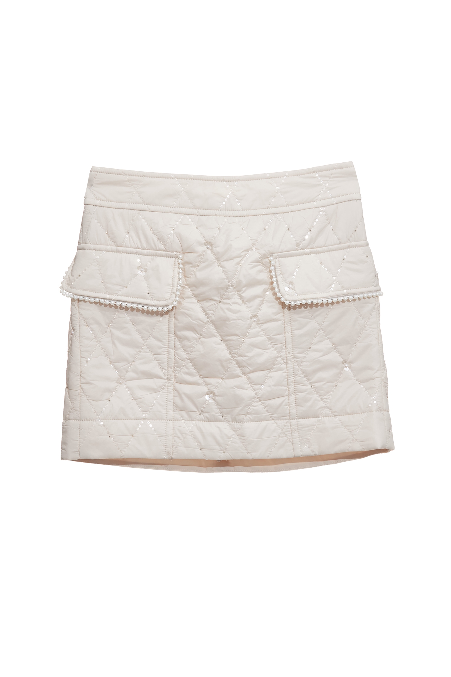 自帶光澤鋪棉短裙自帶光澤鋪棉短裙,時髦成套搭配,格紋,珍珠,短裙,秋冬穿搭,約會特輯