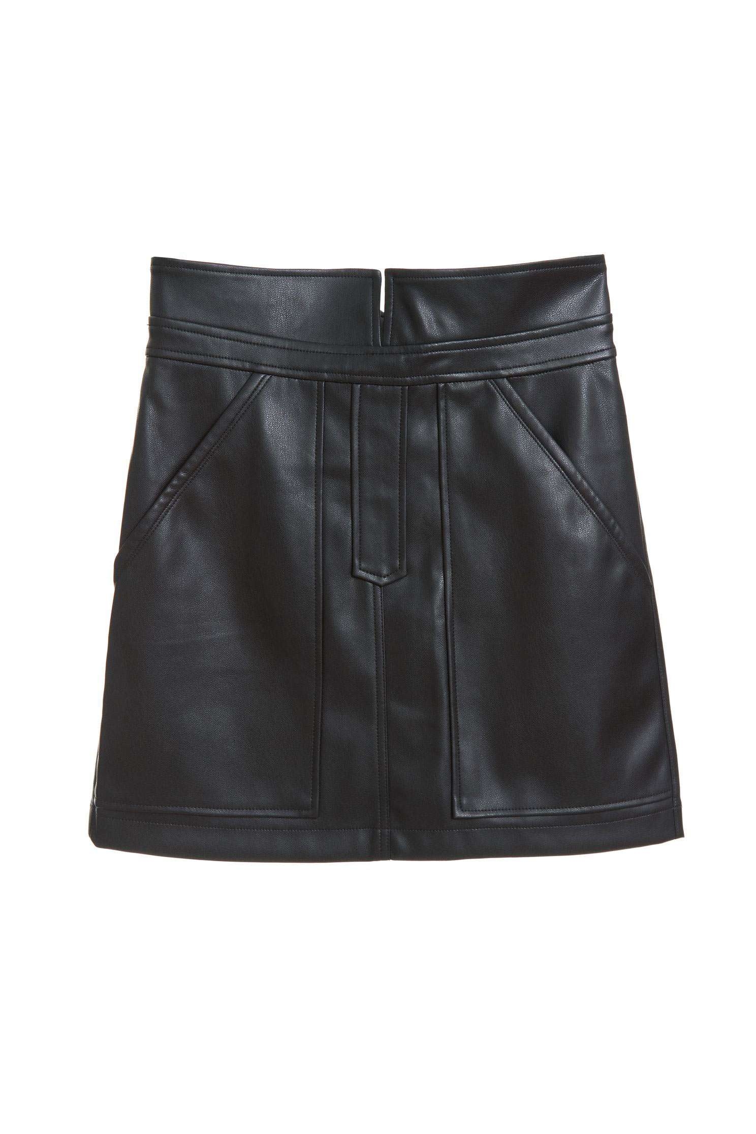 FAUX LEATHER SKIRT,leather,miniskirt,blackskirt