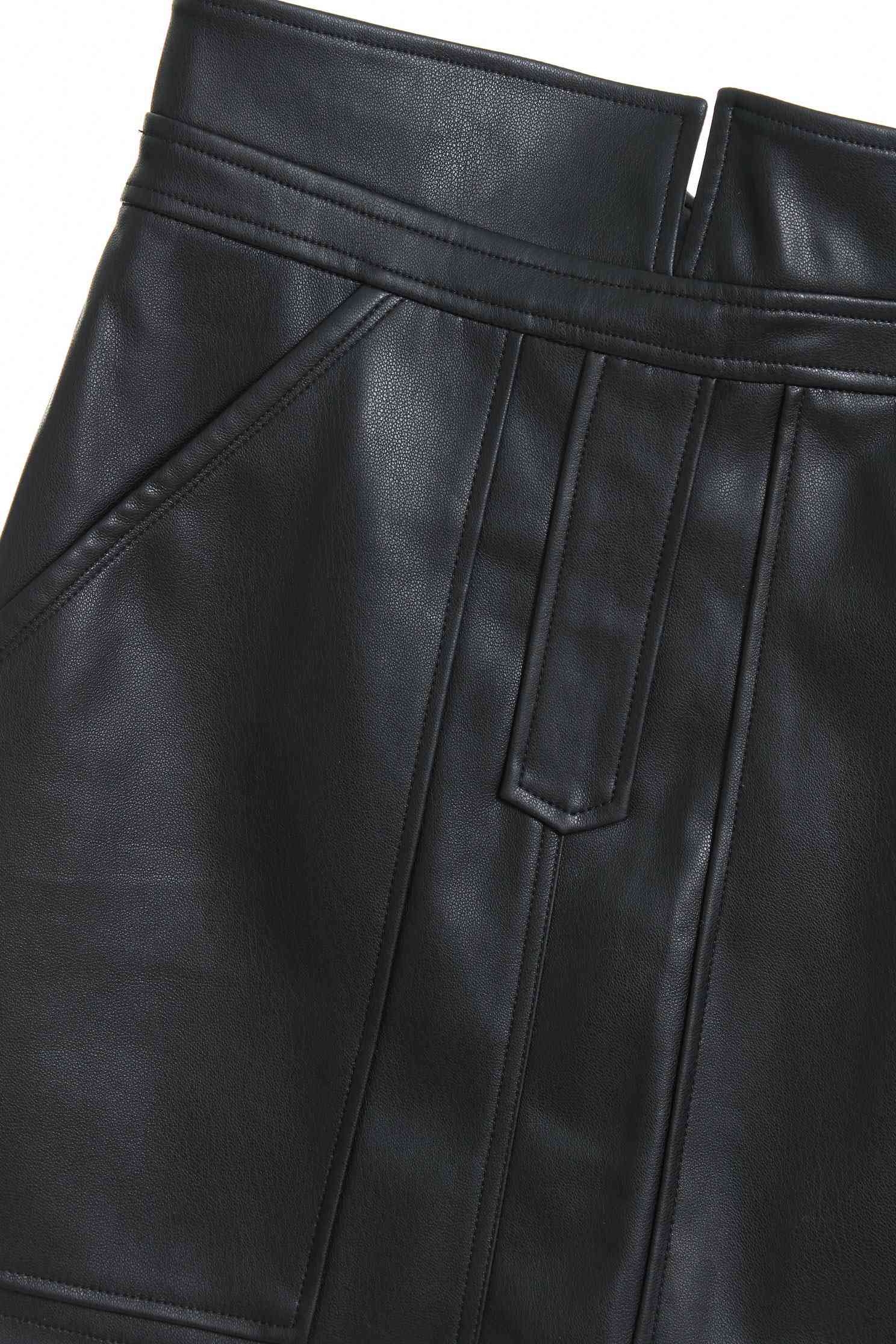 FAUX LEATHER SKIRT,leather,miniskirt,blackskirt