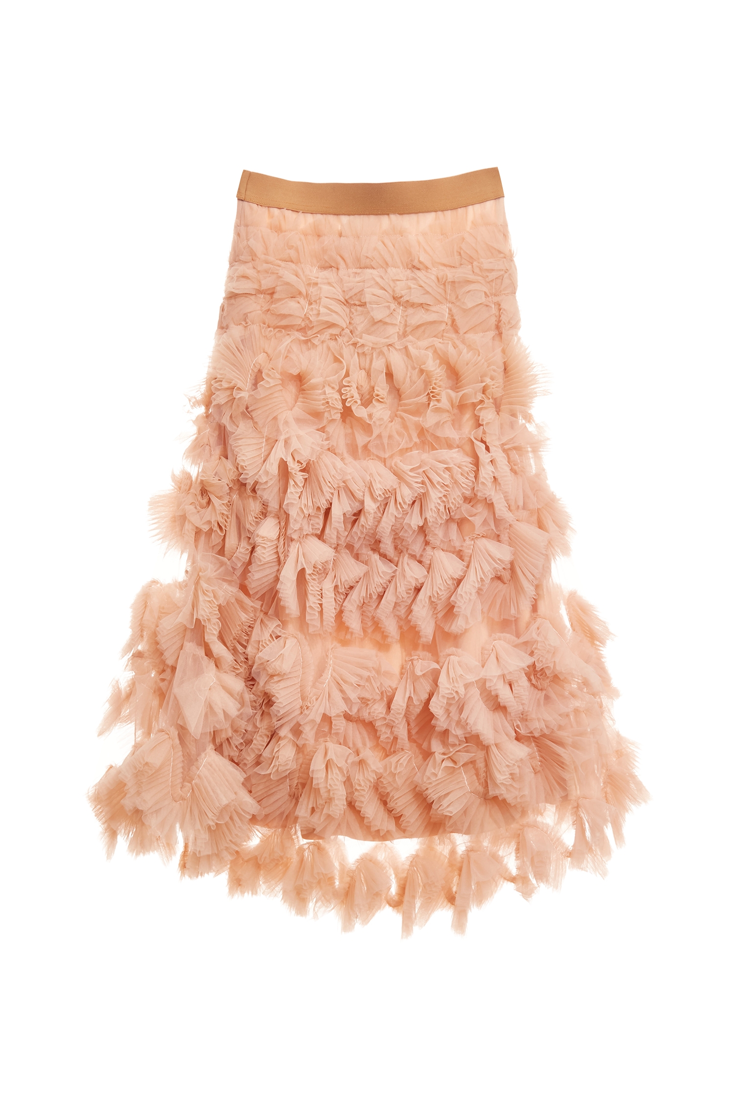 淺焦糖色立體摺飾式長裙淺焦糖色立體摺飾式長裙,春夏穿搭,派對特輯,約會特輯,網裙,荷葉,長裙