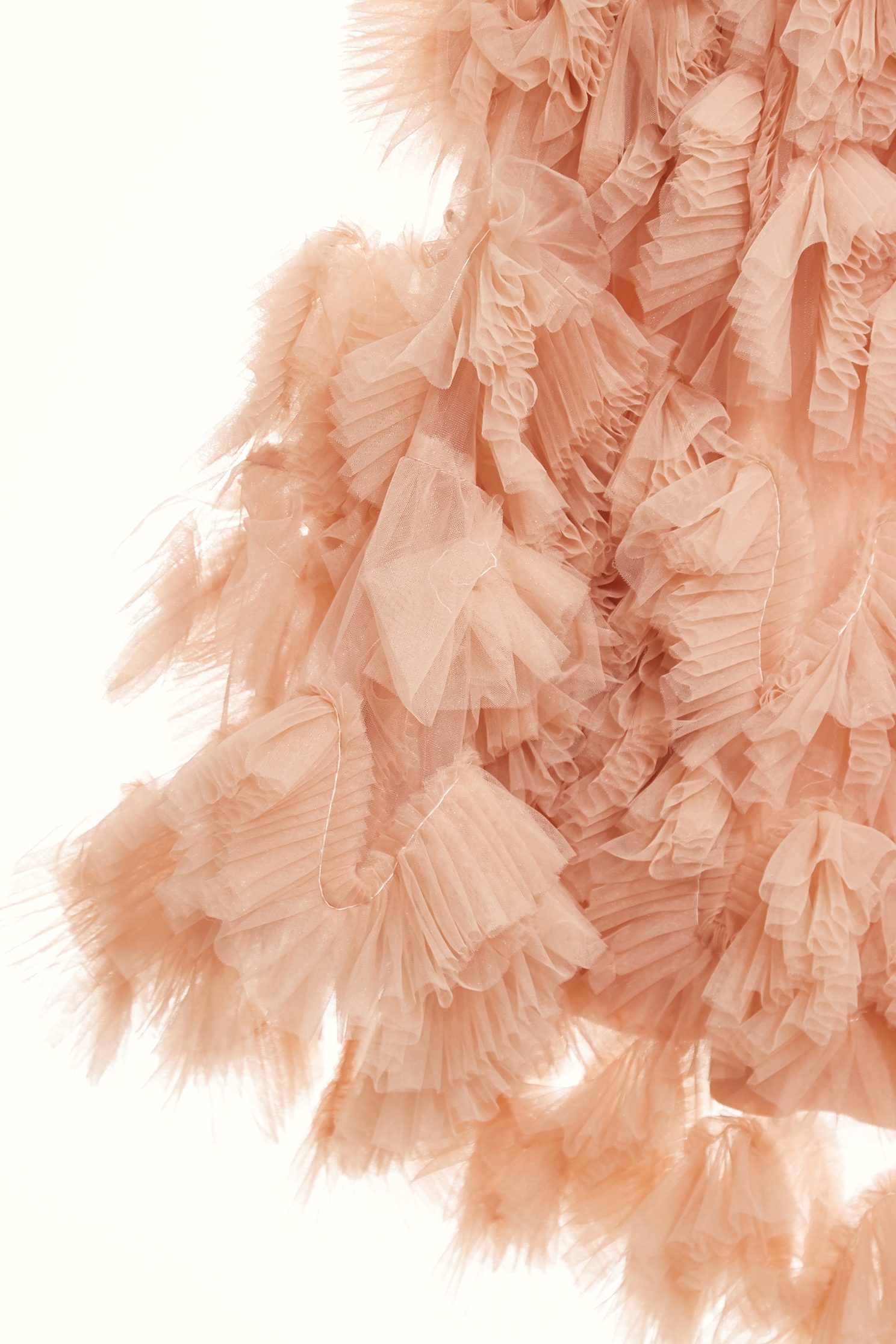 淺焦糖色立體摺飾式長裙淺焦糖色立體摺飾式長裙,春夏穿搭,派對特輯,約會特輯,網裙,荷葉,長裙