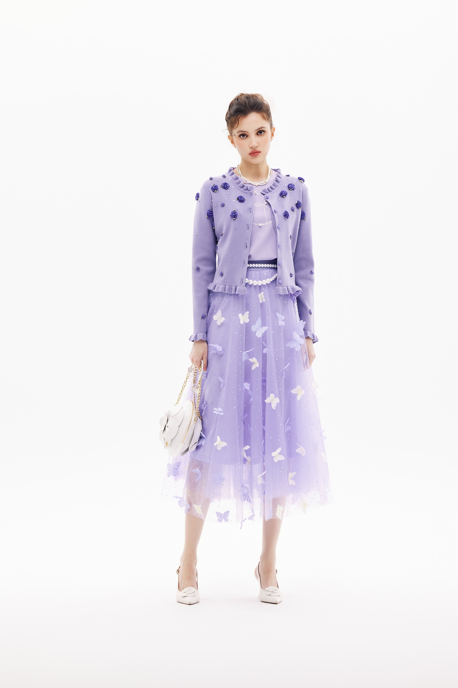 閃亮柔紫色網紗裙閃亮柔紫色網紗裙,春夏穿搭,時髦成套搭配,約會特輯,紗裙,網紗,長裙