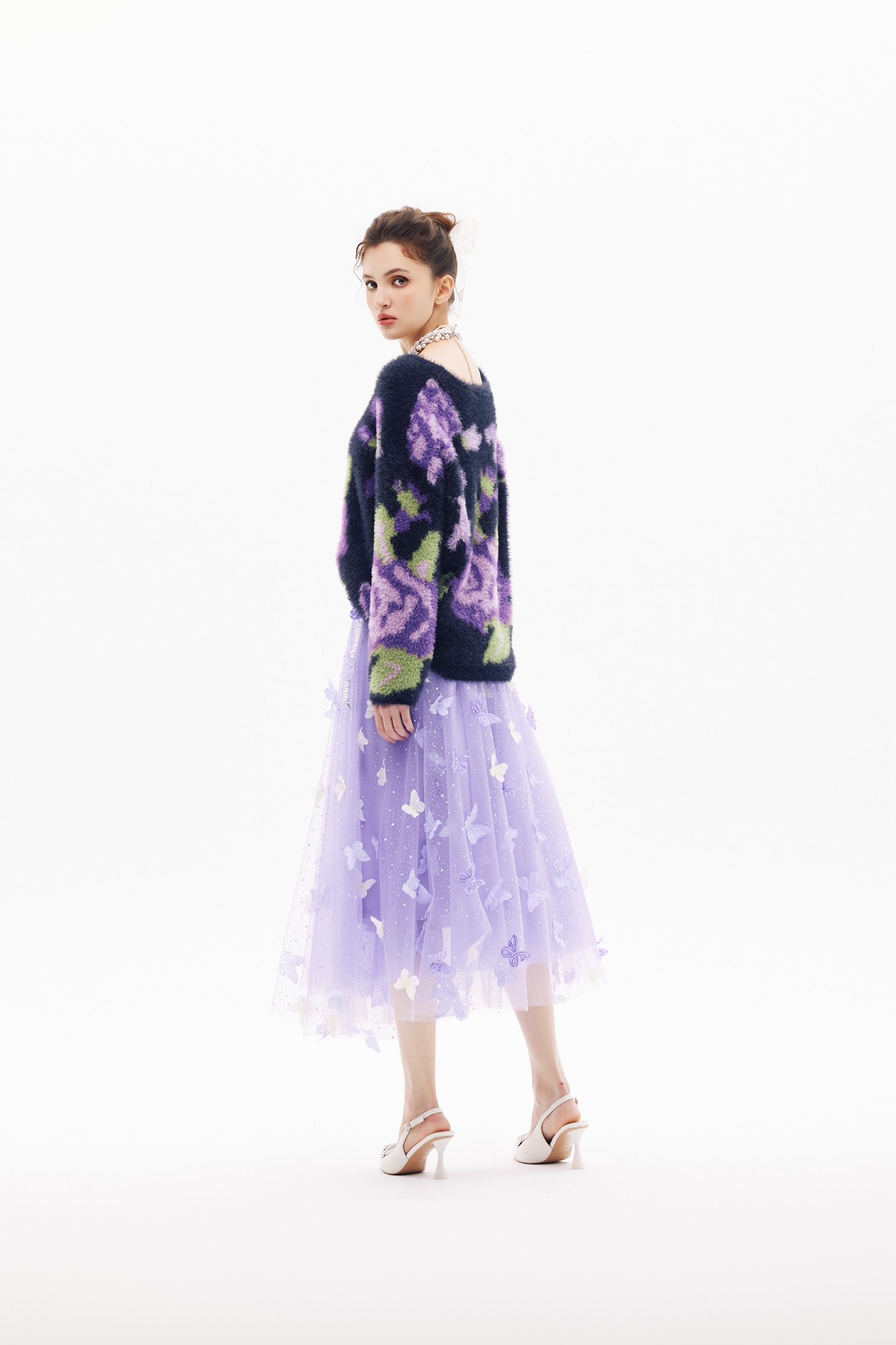 閃亮柔紫色網紗裙閃亮柔紫色網紗裙,春夏穿搭,時髦成套搭配,約會特輯,紗裙,網紗,長裙