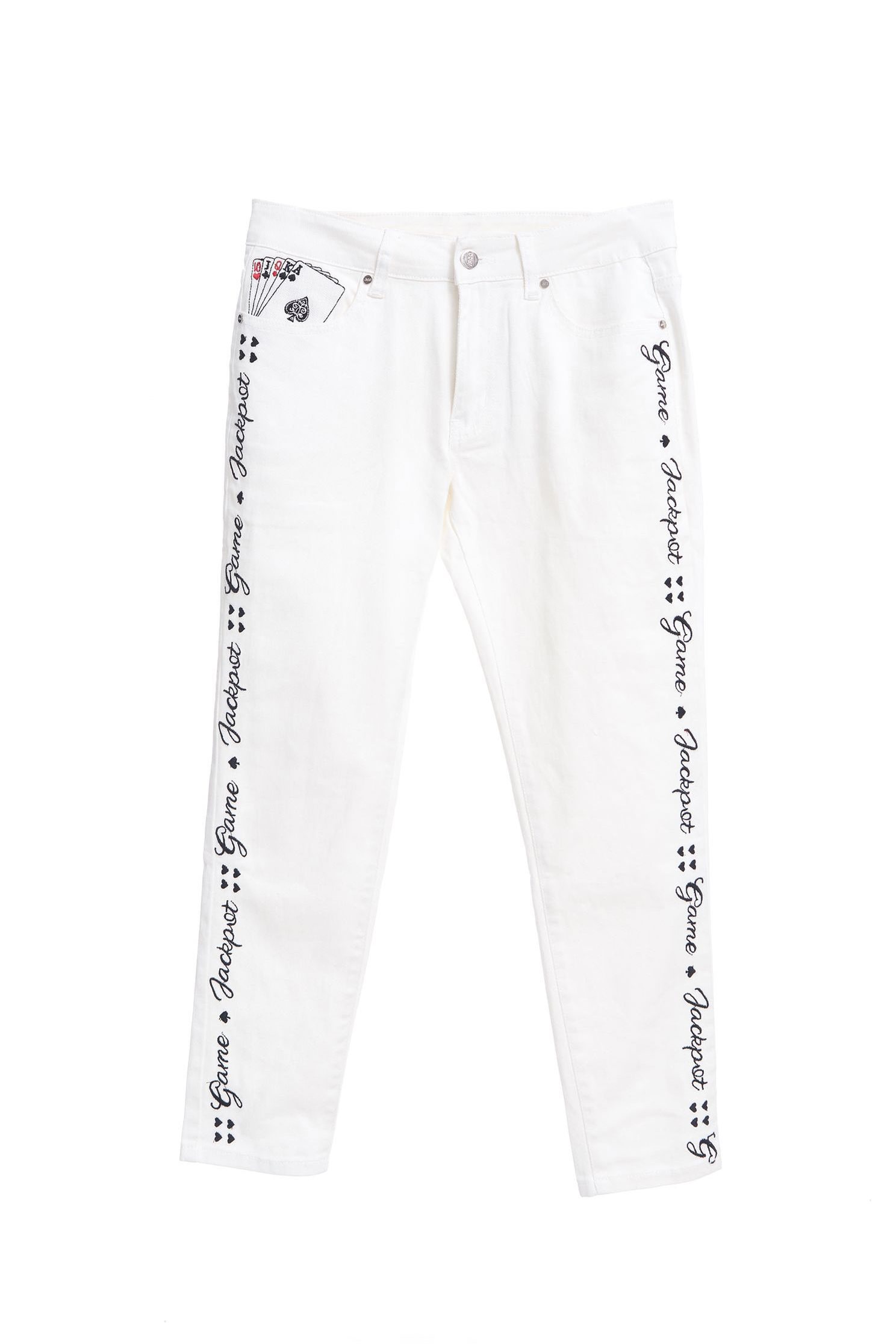 Slogan popular denim trousers,tanning,cowboy,jeans,sdenimtrousers,whitepants,whitepants,embroidered,pants,thinpants