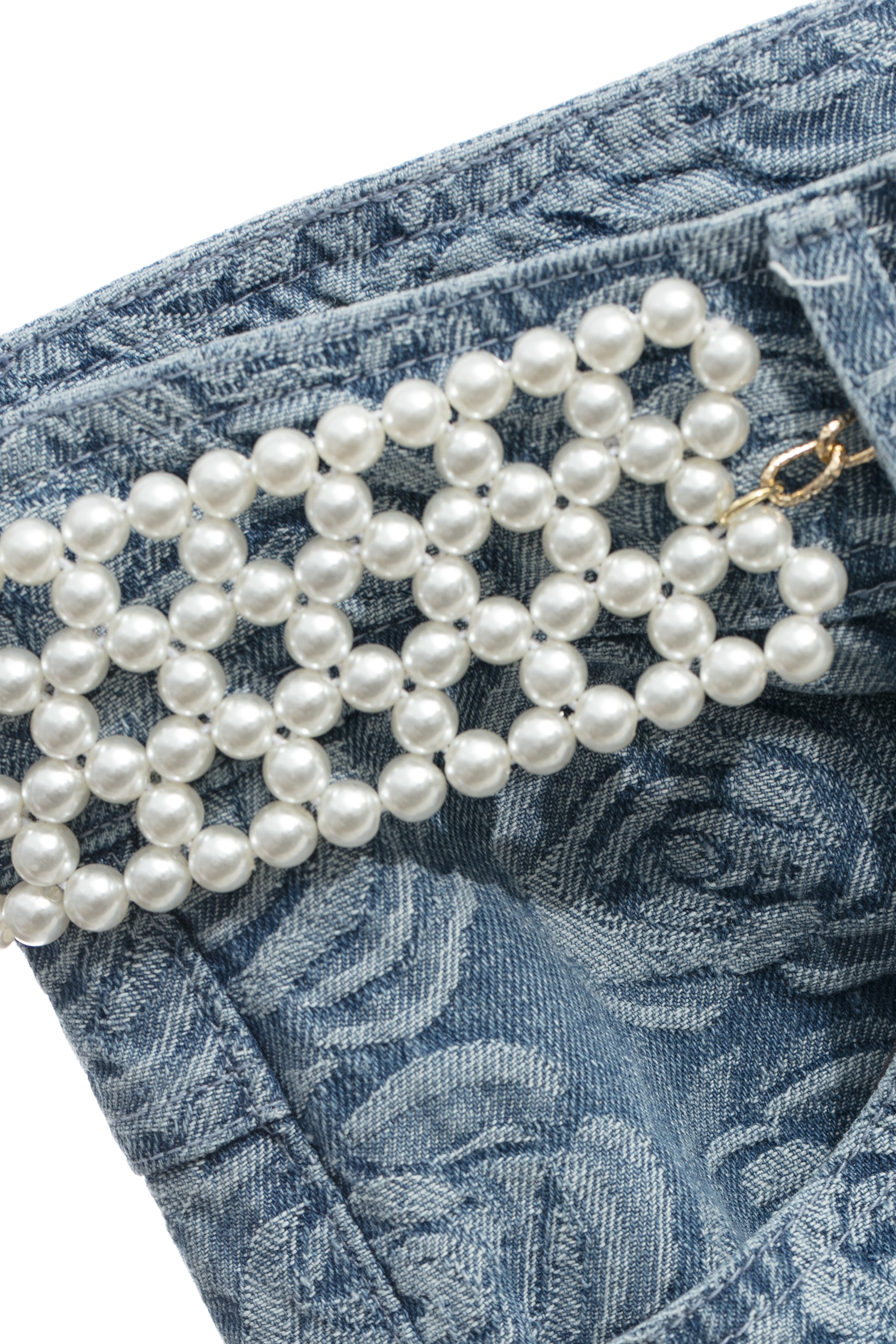 立體山茶花壓紋牛仔寬褲立體山茶花壓紋牛仔寬褲,牛仔,牛仔褲,牛仔長褲,珍珠,秋冬穿搭,褲子