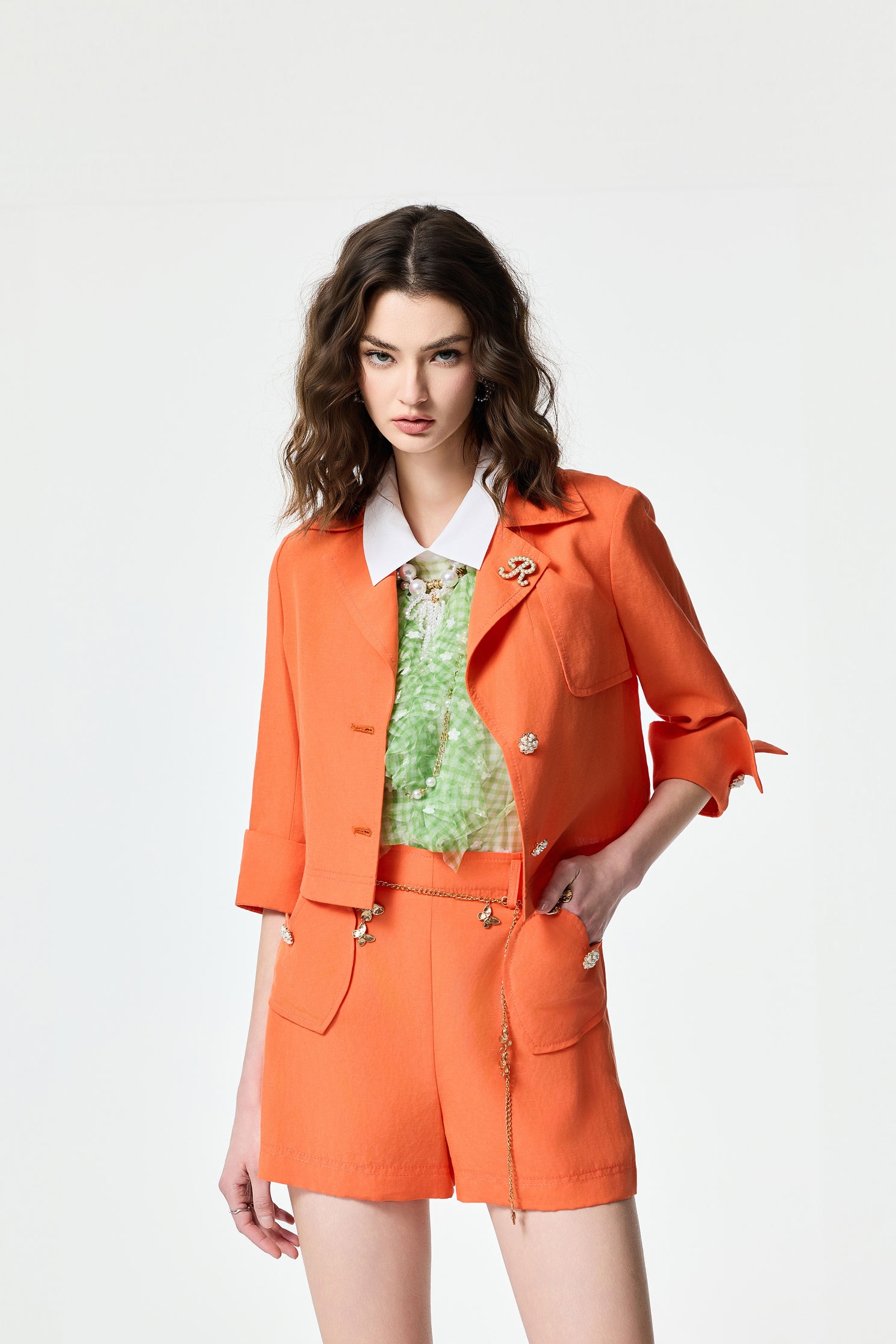 落日珊瑚色愛心口袋短褲落日珊瑚色愛心口袋短褲,人氣商品,春夏穿搭,時髦成套搭配,短褲