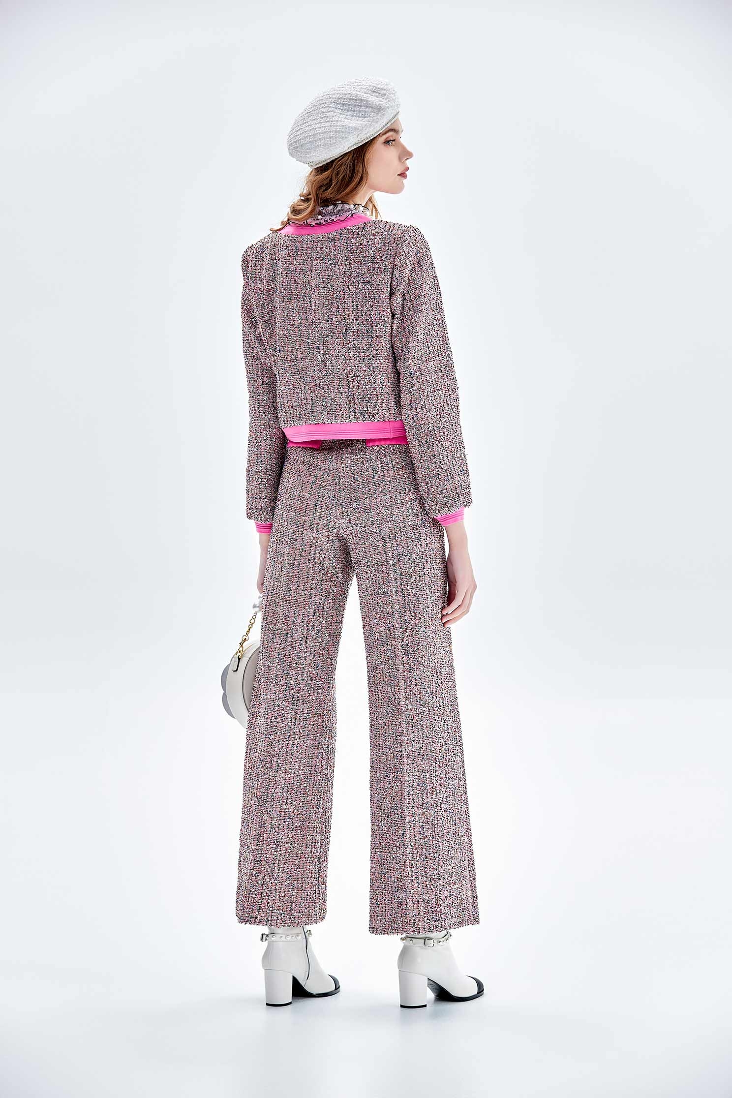 花丹色小香風花呢紗寬褲花丹色小香風花呢紗寬褲,寬褲,小香風,毛呢花呢,秋冬穿搭,褲子