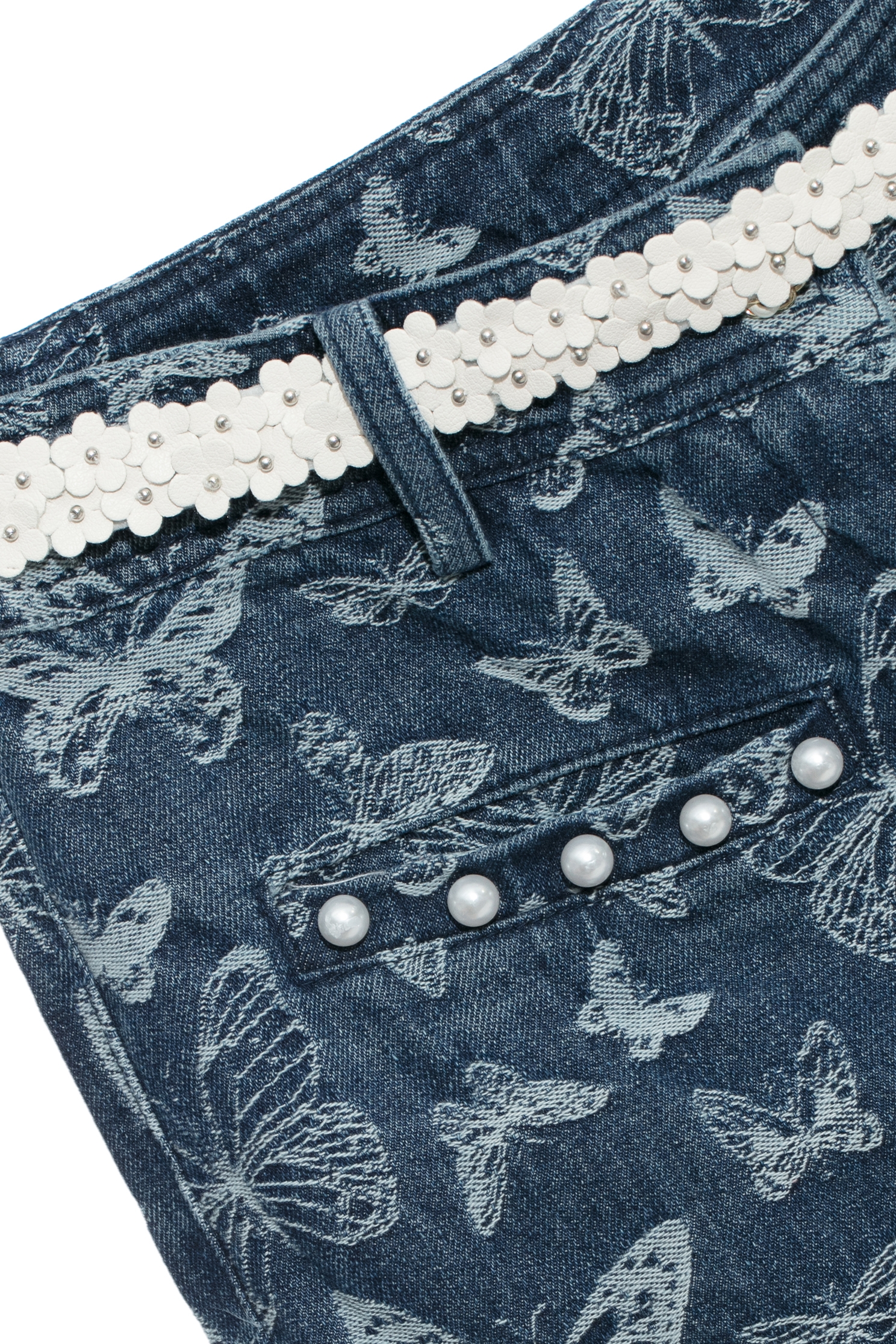 水洗蝴蝶紋理牛仔長褲水洗蝴蝶紋理牛仔長褲,小香風,牛仔,牛仔褲,秋冬穿搭,褲子