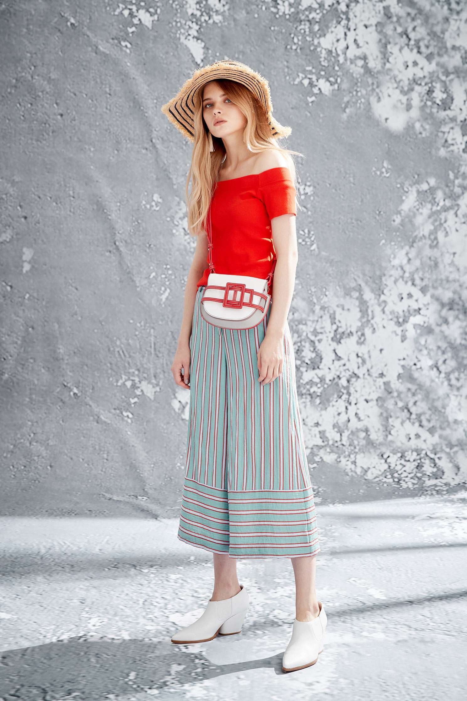 Color strips culottes,culottespants,pants,wasthin