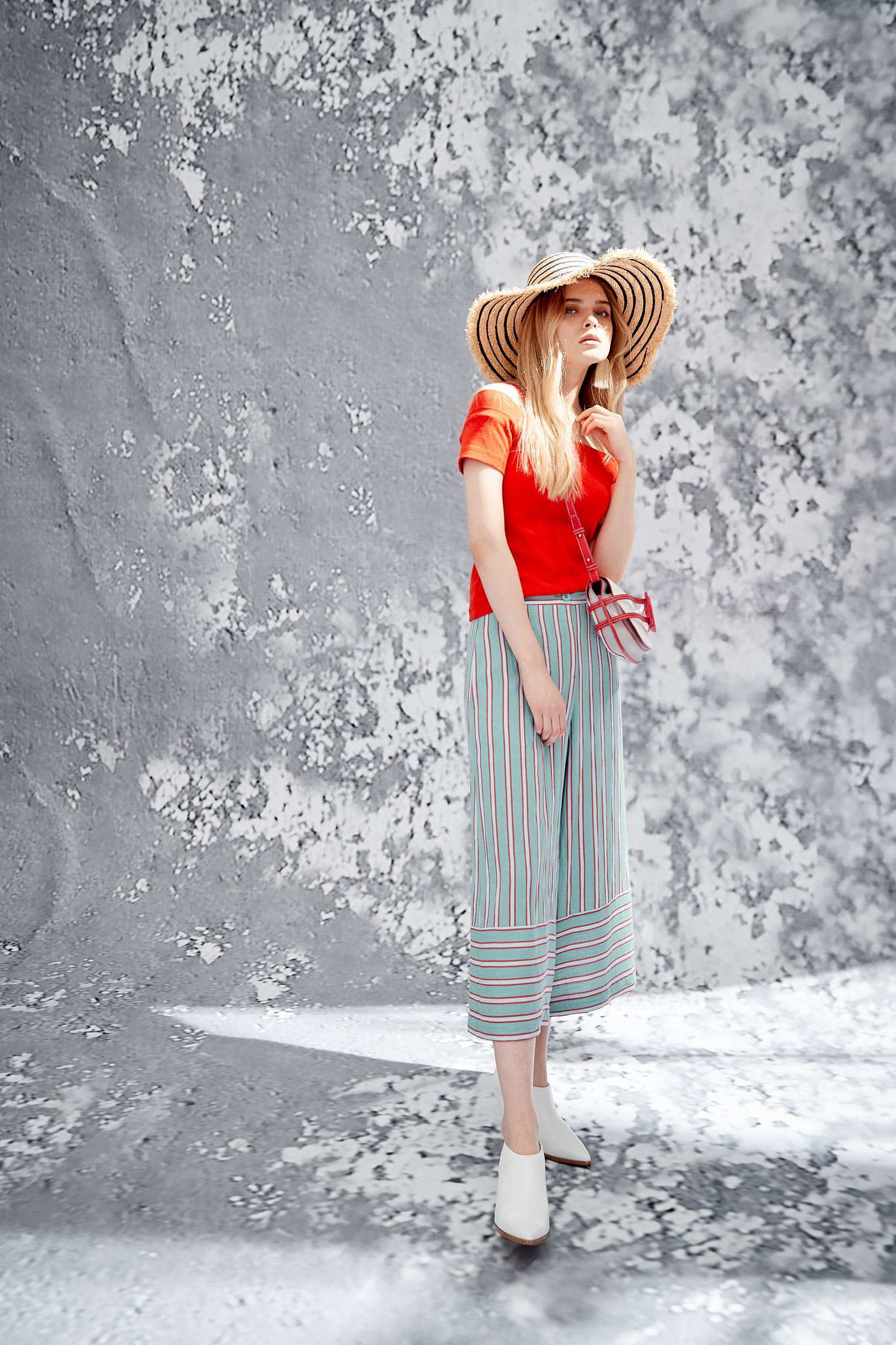 Color strips culottes,culottespants,pants,wasthin