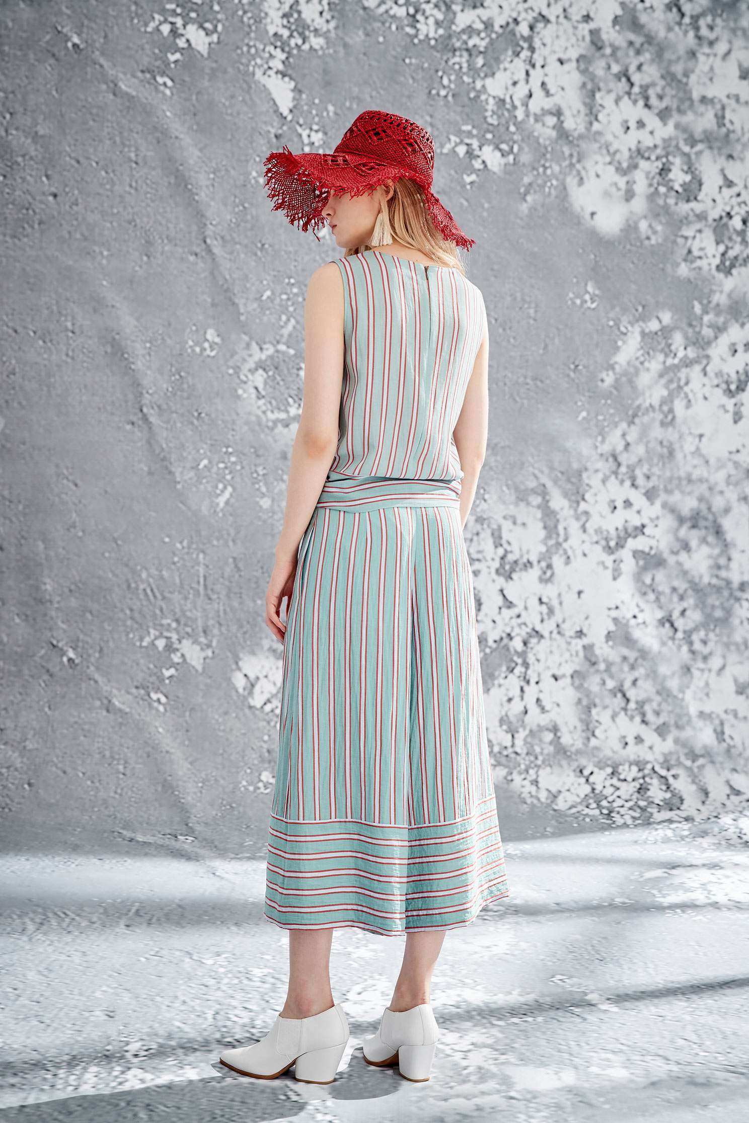 Color strips culottes,culottespants,pants,wasthin
