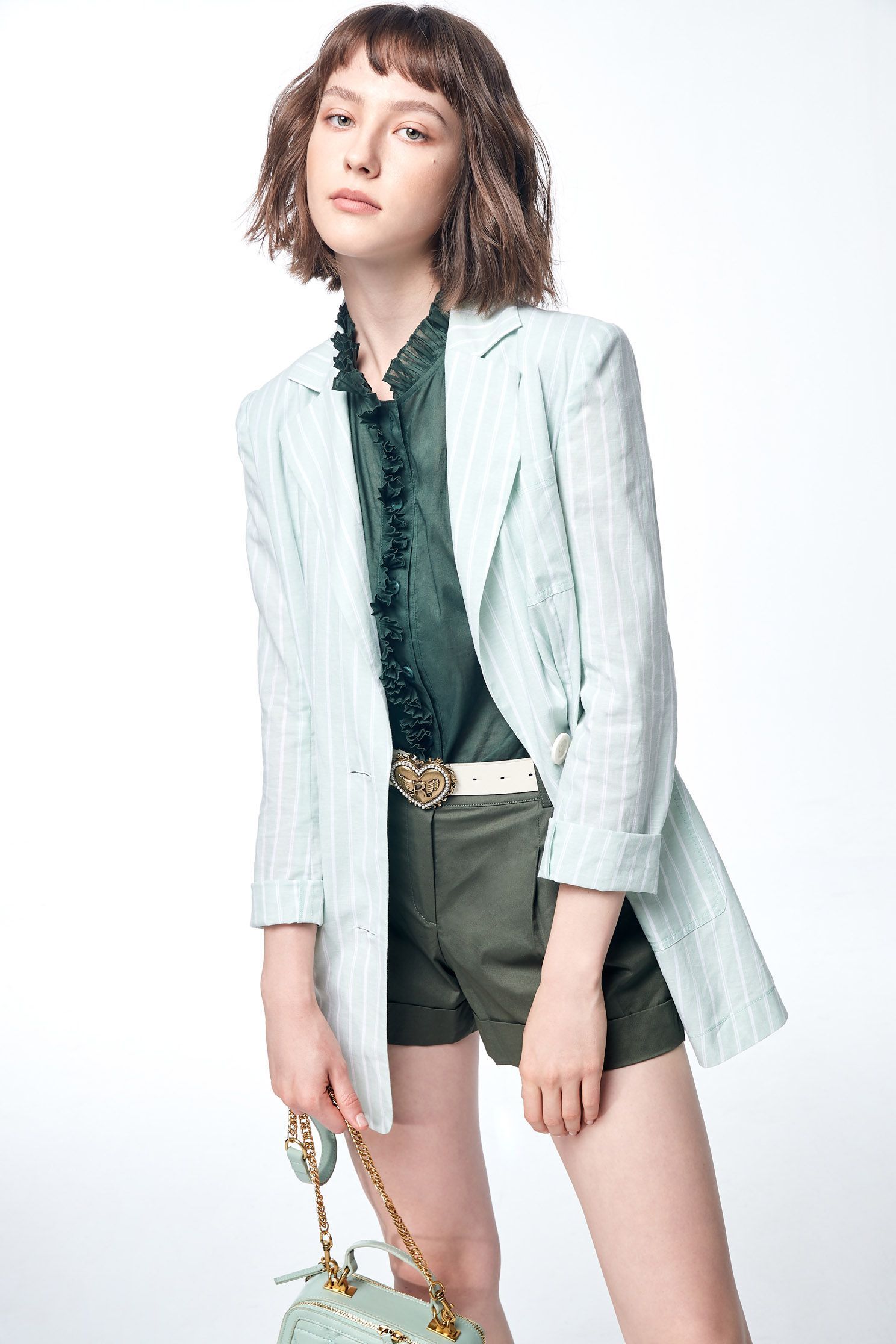 Olive green shorts,shorts,belt