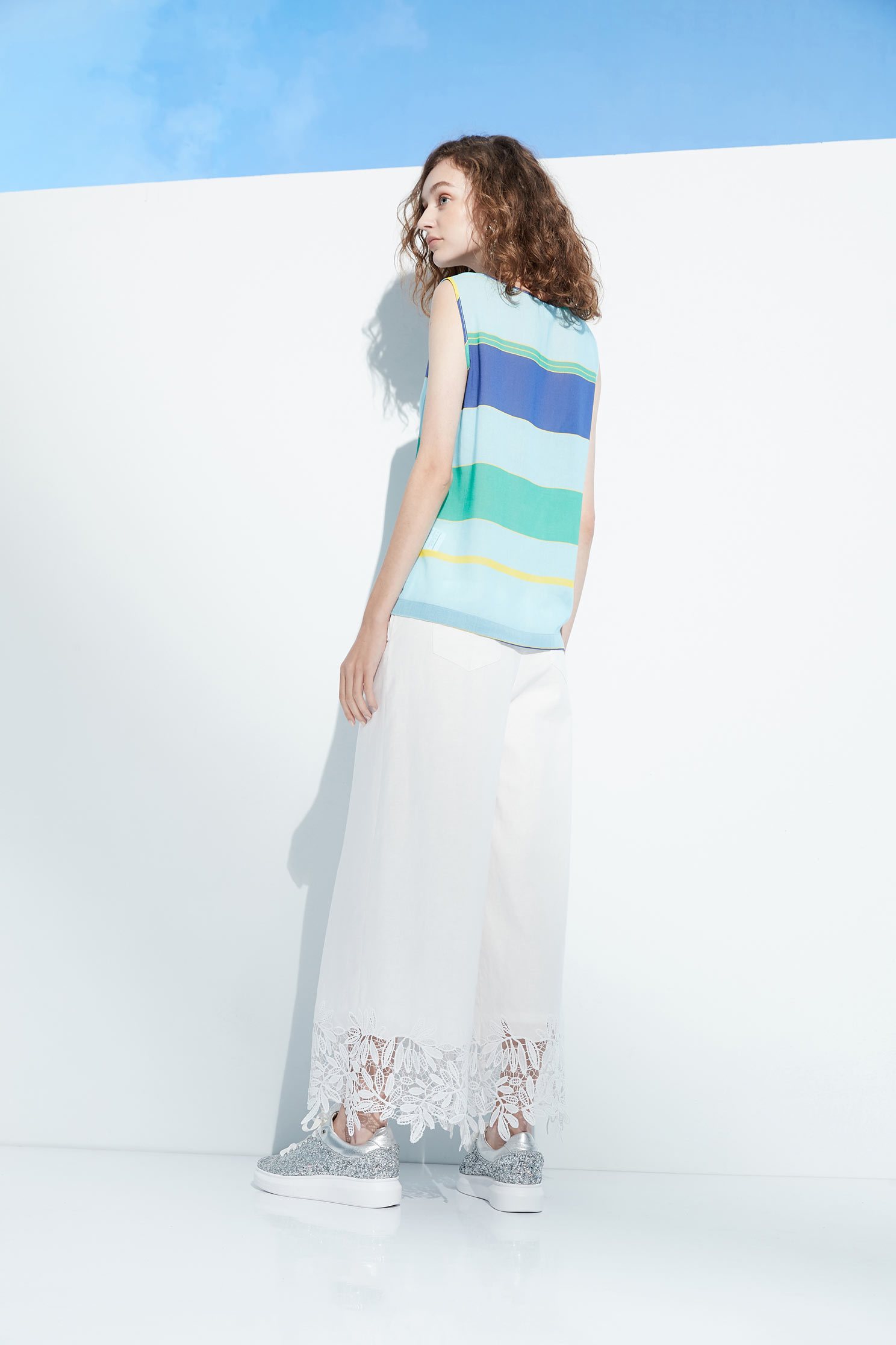 Lace stitching popular culottes,Culottes Pants,白色褲子,白色長褲,Lace,Pants,長褲,Was thin