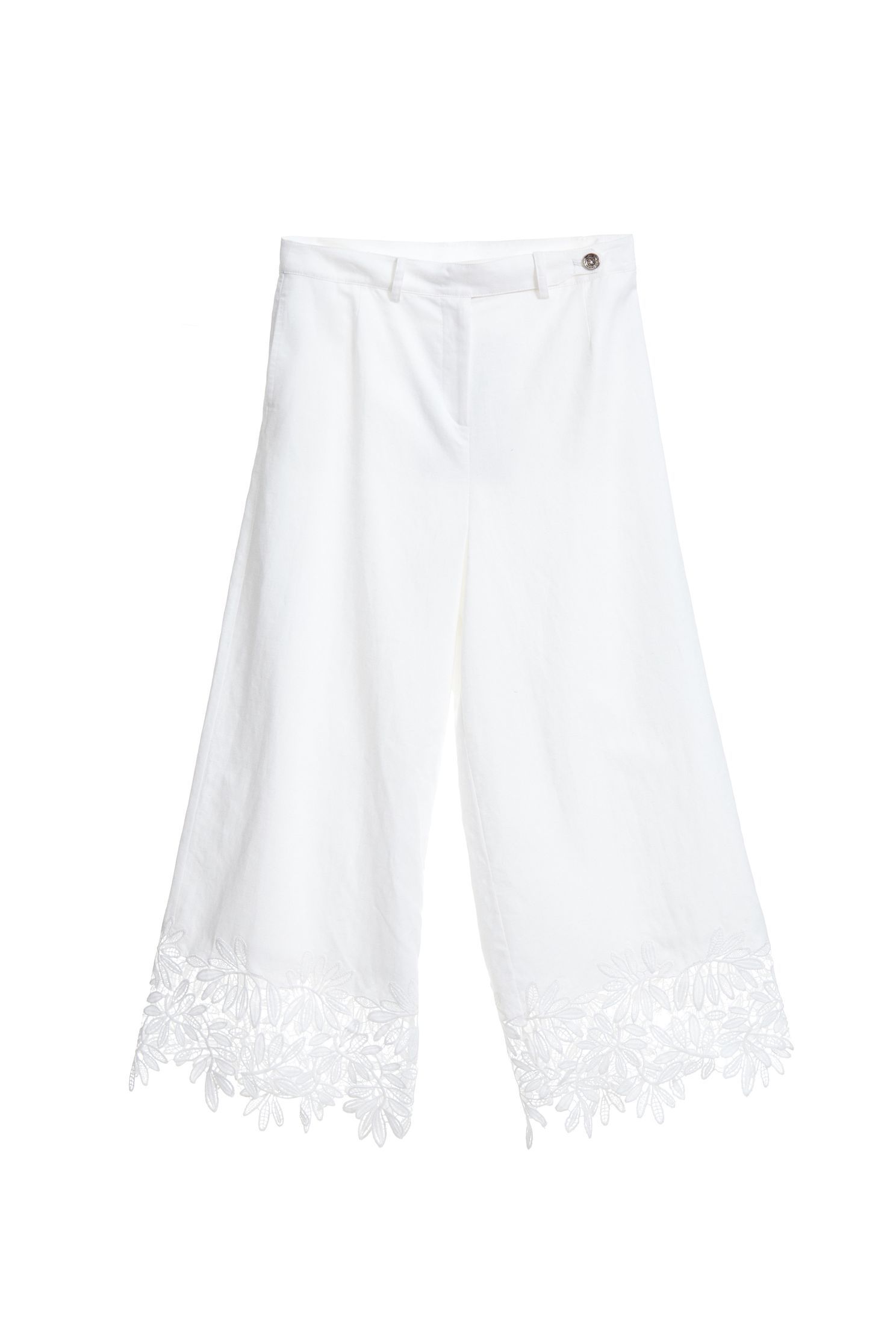 Lace stitching popular culottes,Culottes Pants,白色褲子,白色長褲,Lace,Pants,長褲,Was thin