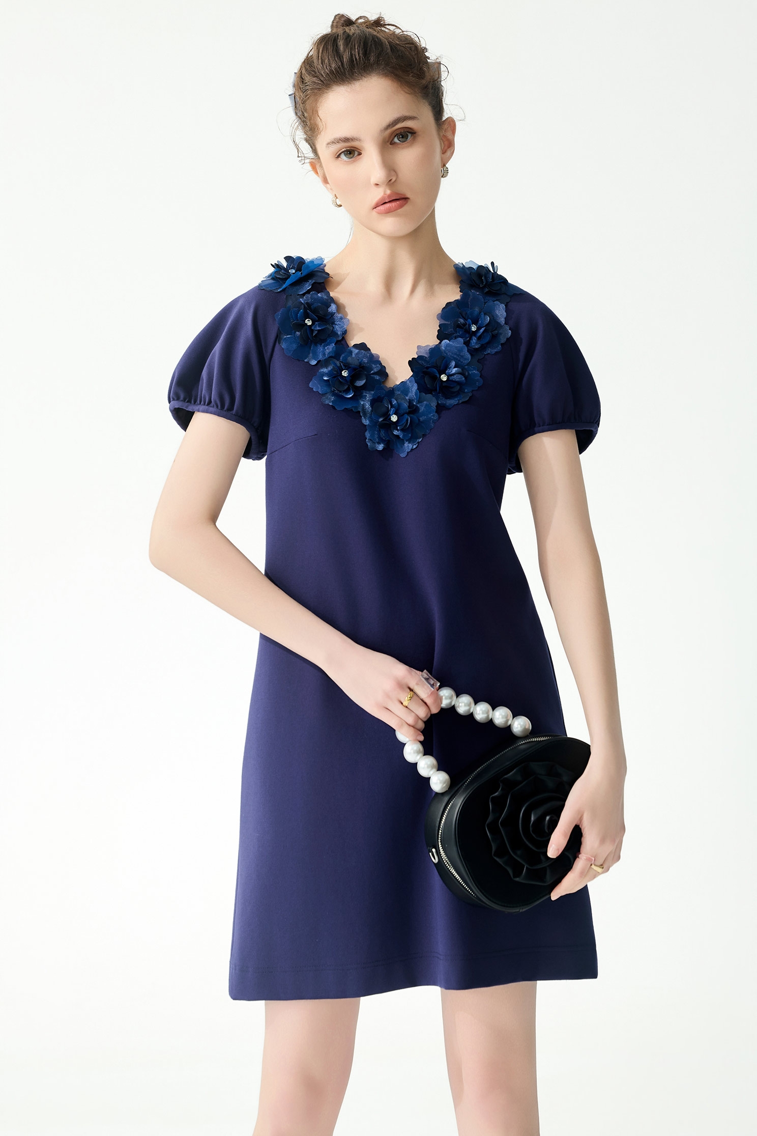 經典海軍藍直筒洋裝經典海軍藍直筒洋裝,V領洋裝,一般洋裝,春夏穿搭