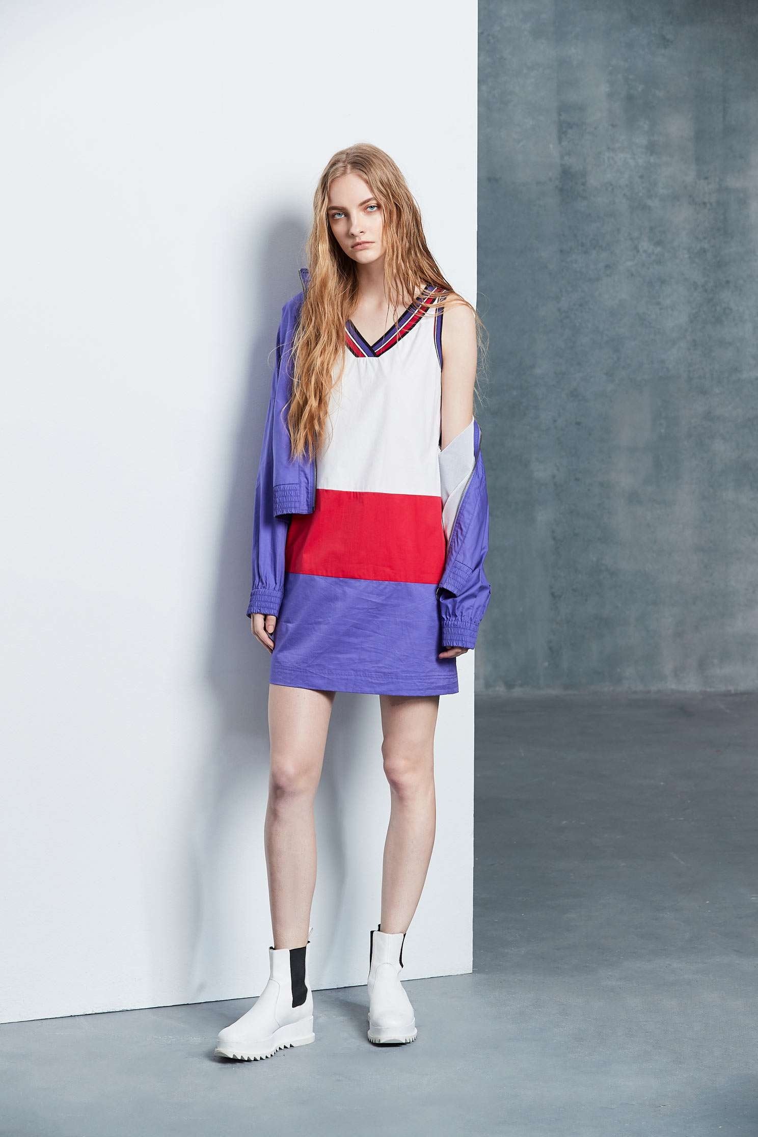 Color matching V-neck popular design sleeveless dress,v-neckdress,dress,casualdress,sleevelessdress,whitedress,vest