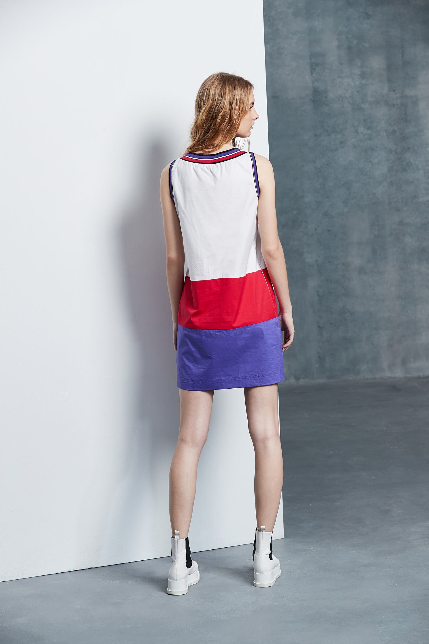 Color matching V-neck popular design sleeveless dress,v-neckdress,dress,casualdress,sleevelessdress,whitedress,vest